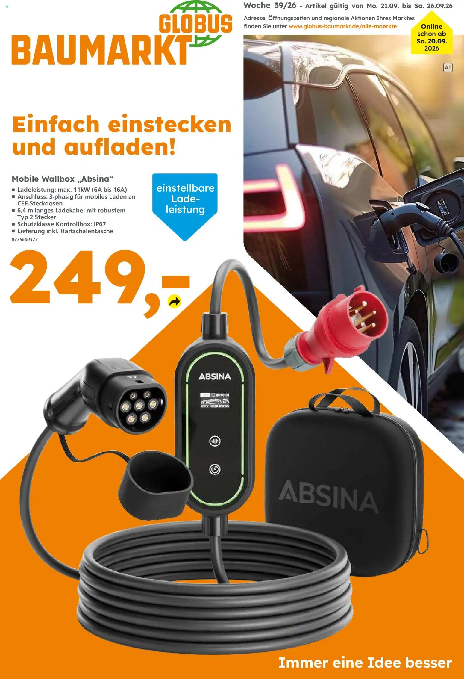Vorschau von dem Prospekt des Geschäftes Globus Baumarkt, gültig ab dem 20.09.2026