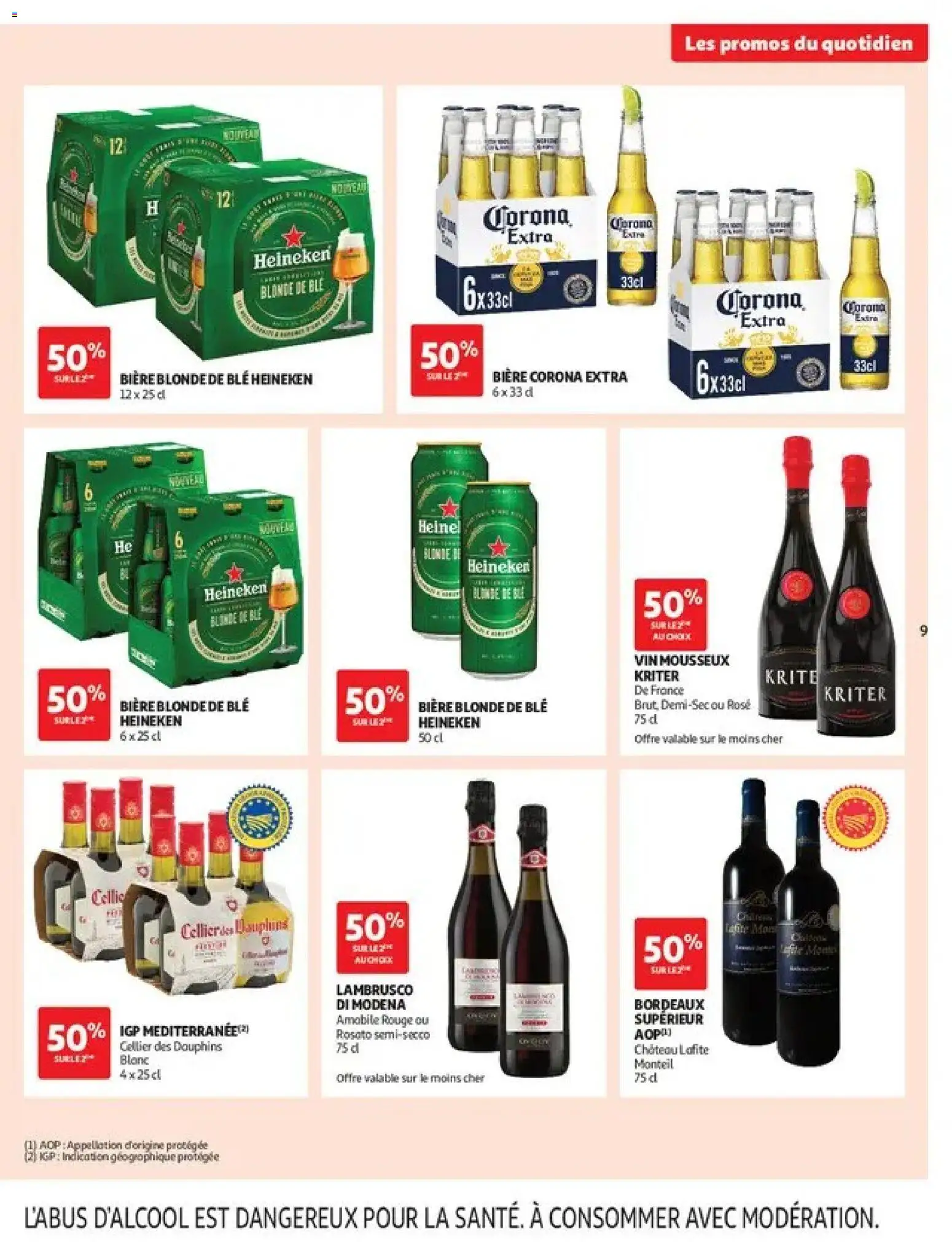 Prévisualisation de Auchan - Les promos du moment du magasin Auchan formulaire valide 27/10/2026 - Vin, Bière, Collier, Blé, Bière Corona, Bière blonde, Corona extra, Bordeaux superieur