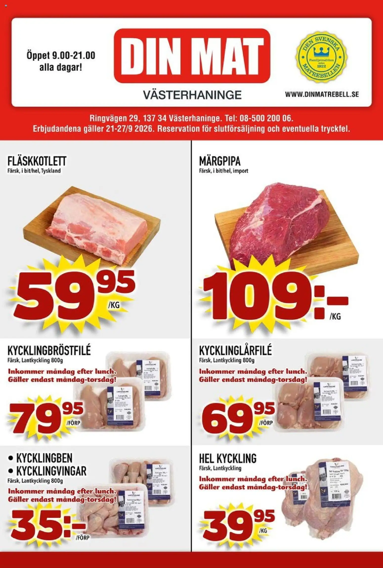 Förhandsgranska reklamblad Din Mat erbjudanden från butik Din Mat gäller från 21/09/2026