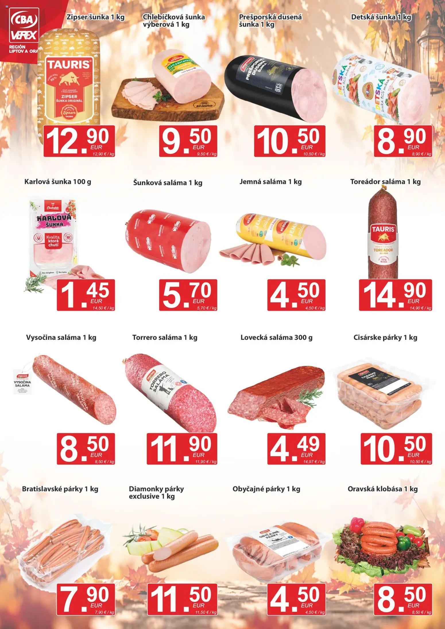 Náhľad CBA Verex letáku platného od 15.10.2026 - Klobása, Šunka, Párky, Saláma