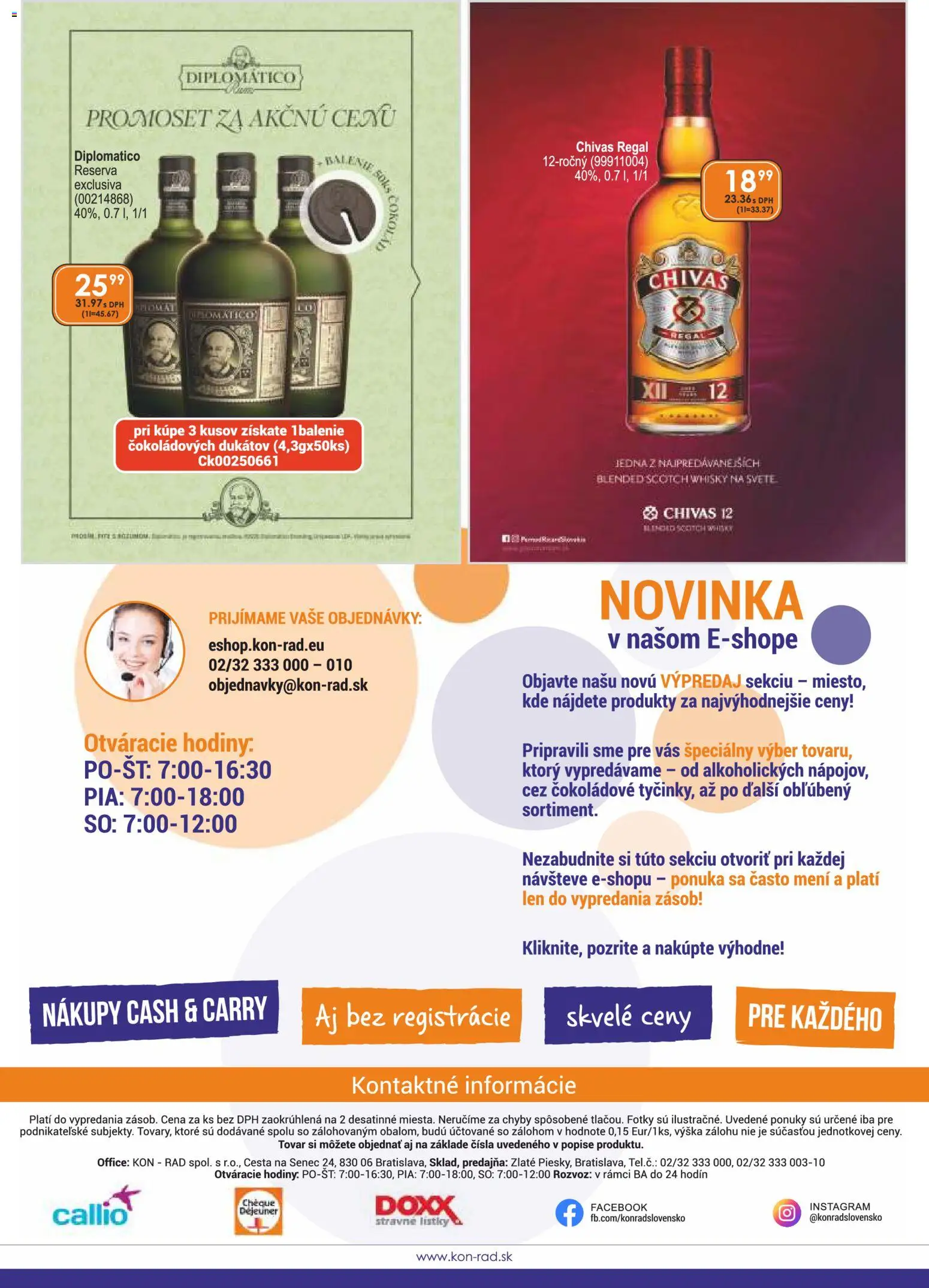 Náhľad KON - RAD letáku platného od 01.10.2026 - Hodiny, Regál, Diplomatico, Whisky, Chivas Regal