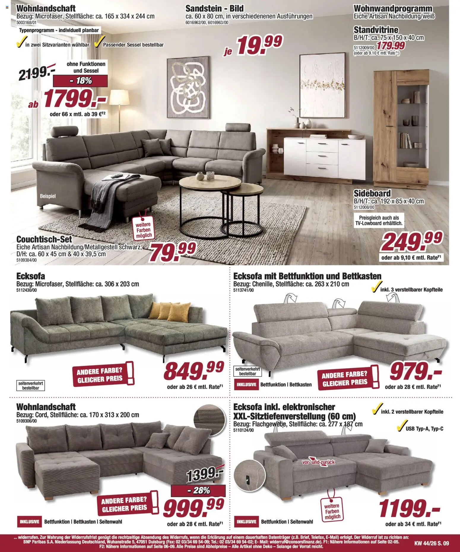 Vorschau von dem Prospekt des Geschäftes Poco, gültig ab dem 25.10.2026 - Sideboard, Sessel, Ecksofa, Wohnlandschaft, USB