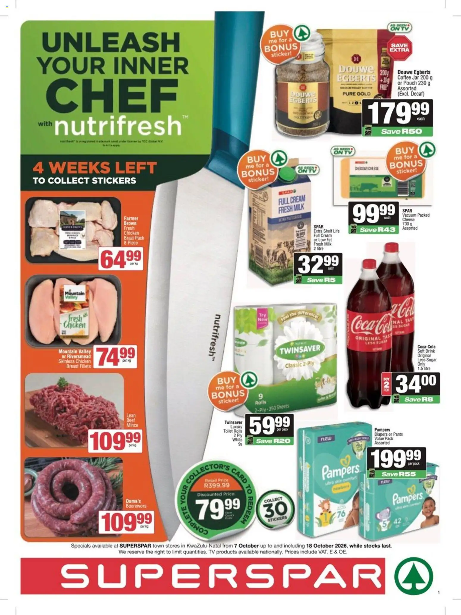 Preview of Superspar flyer valid from 19/10/2026 - Coffee, TV, Chicken, Wine, Milk, Butter, Biscuits, Sugar