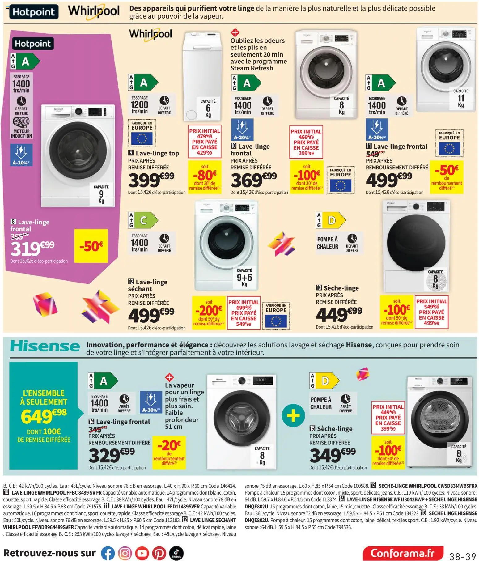 Prévisualisation de Conforama catalogue du magasin Conforama formulaire valide 25/08/2026 - Lave linge