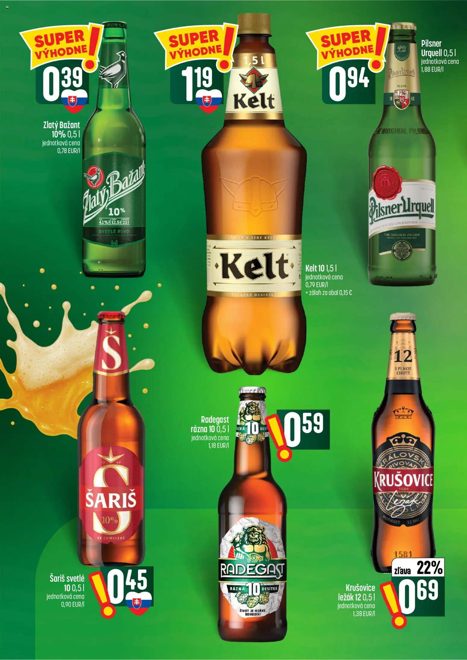Náhľad COOP Jednota letáku platného od 08.10.2026 - Pivo, Pilsner Urquell, Radegast, Krušovice, Šariš, Kelt, Zlatý Bažant