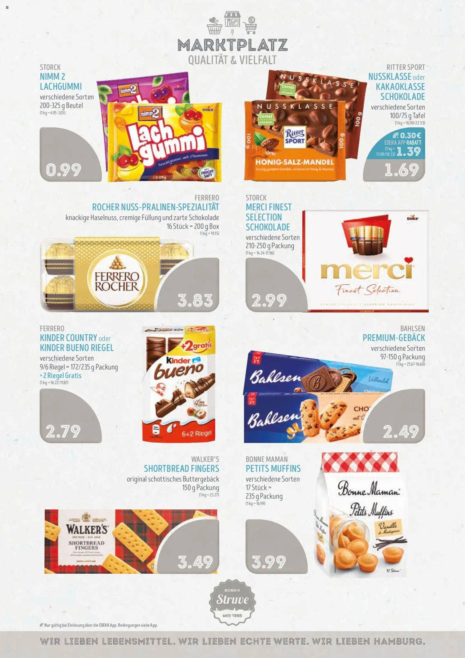 Vorschau von dem Prospekt des Geschäftes Edeka Struve, gültig ab dem 02.11.2026 - Schokolade, Ritter sport, Box, Merci, Kinder bueno, Vanille, Bonne maman, Kinder country