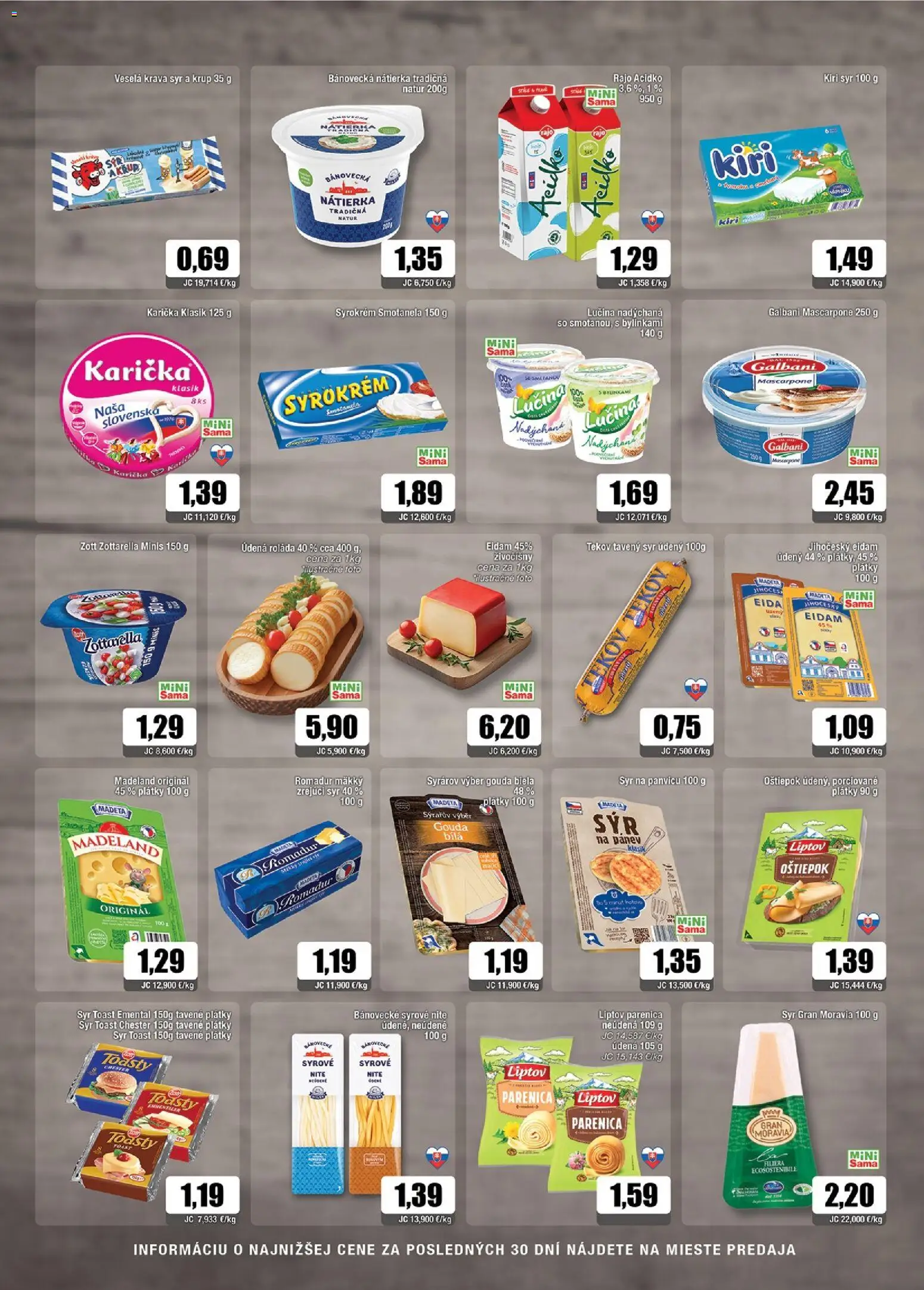 Náhľad Sama letáku platného od 02.10.2026 - Syr, Mascarpone, Toasty, Nátierka, Gouda, Eidam, Tavený syr, Eidam 45%