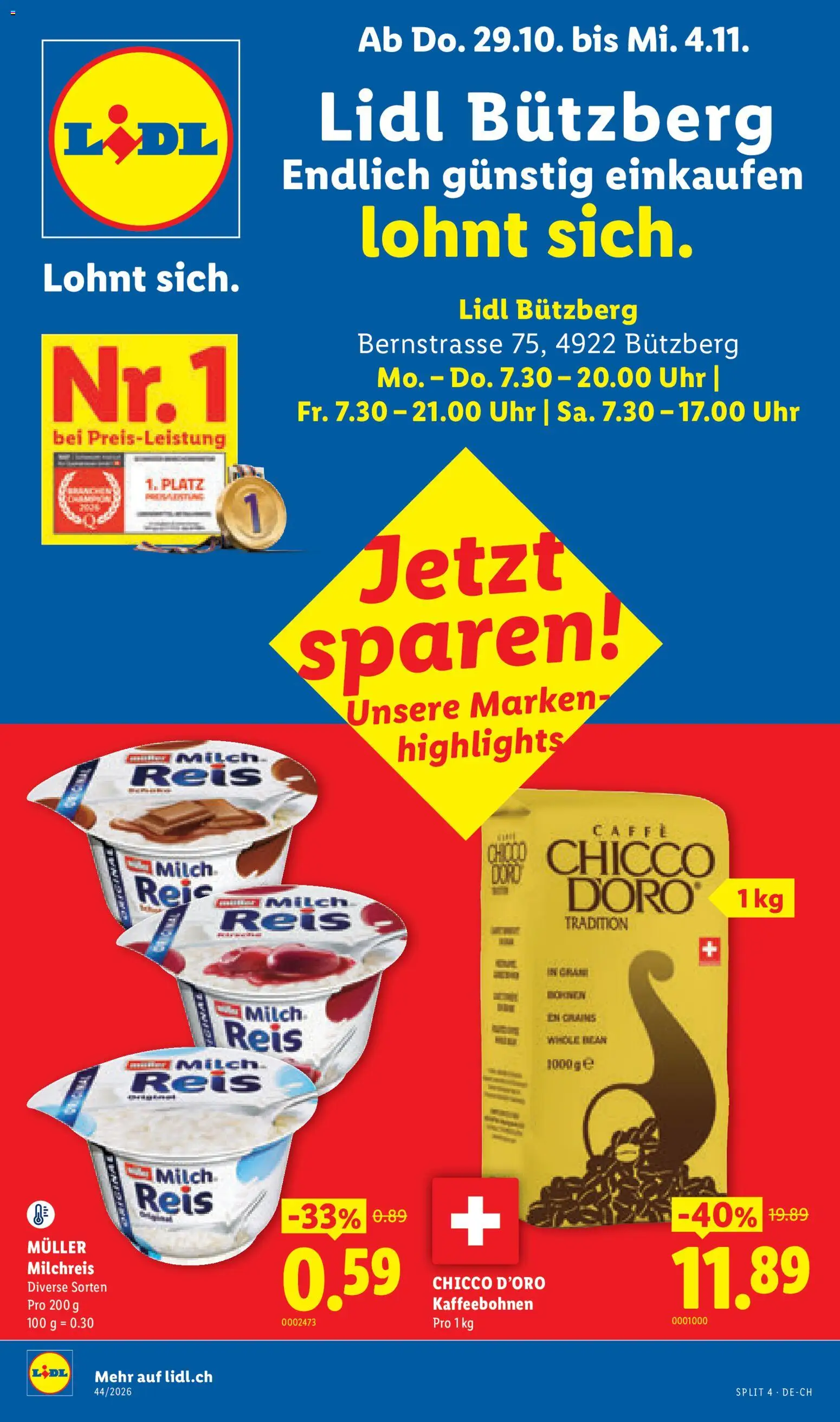 Vorschau des Merkblatts Lidl aktionen Bützberg vom Shop Lidl gültig von 29.10.2026 bis 04.11.2026