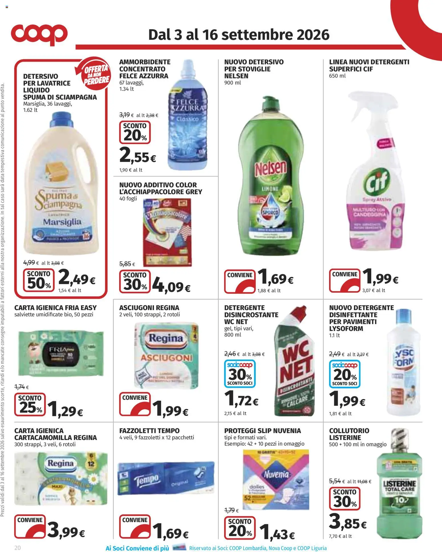 Anteprima dell'opuscolo COOP volantino Superstore Lombardia dal negozio COOP valido da 03/09/2026 - Lavatrice, Limone, WC, Carta igienica, Data, Slip, Detergente, Salviette umidificate