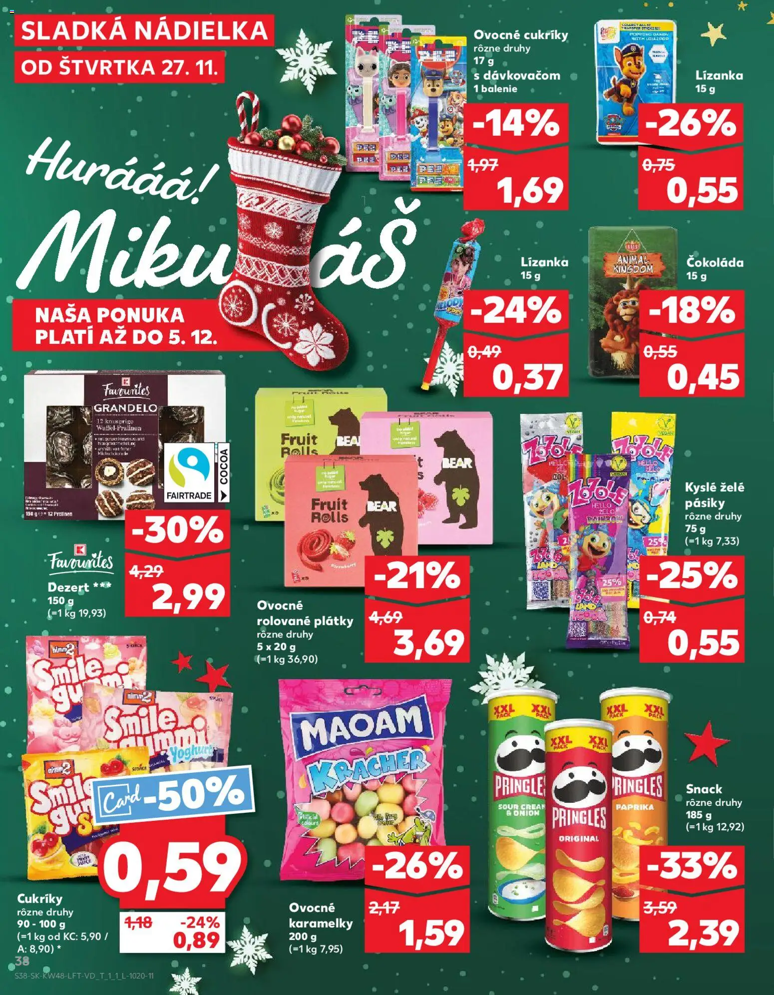 Náhľad Kaufland letáku platného od 27.11.2025 - Paprika, Čokoláda, Pringles, Cukríky