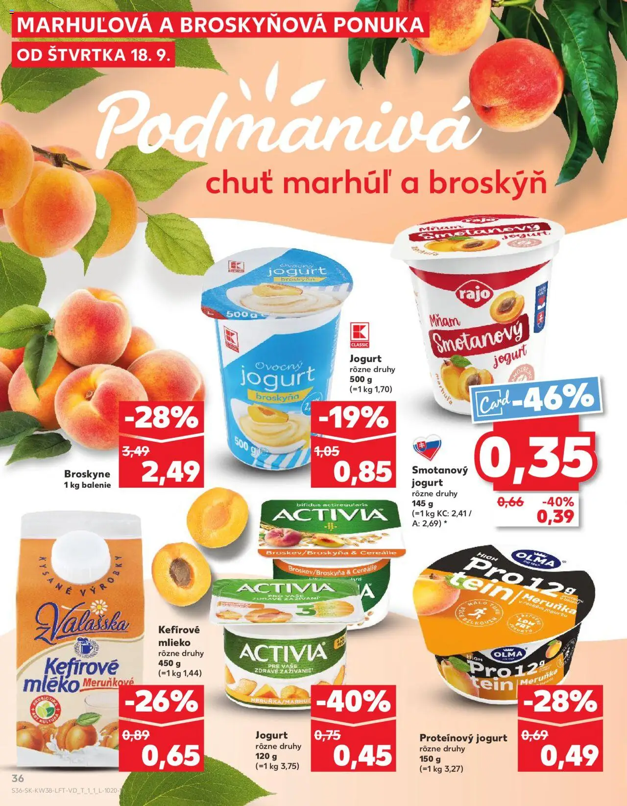 Náhľad Kaufland letáku platného od 18.09.2025 - Protein, Mlieko, Jogurt, Broskyne, Cereálie