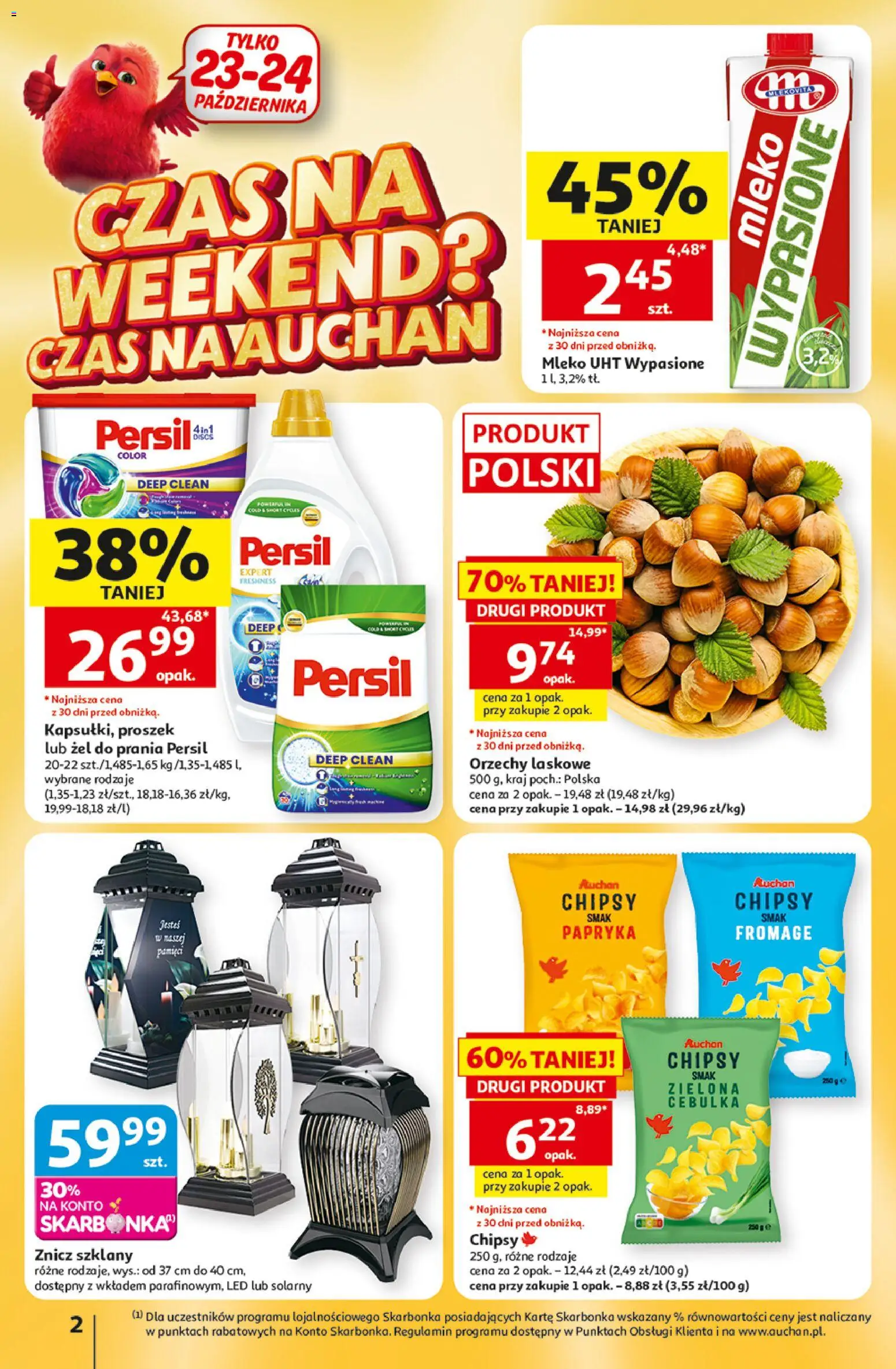 Pogląd gazetki "Auchan gazetka - Hipermarket" ze sklepu Auchan ważnej od 22.10.2026 - Mleko, Chipsy, Orzechy laskowe, Orzechy, Mleko UHT, Persil, Żel do prania, Żel do prania persil