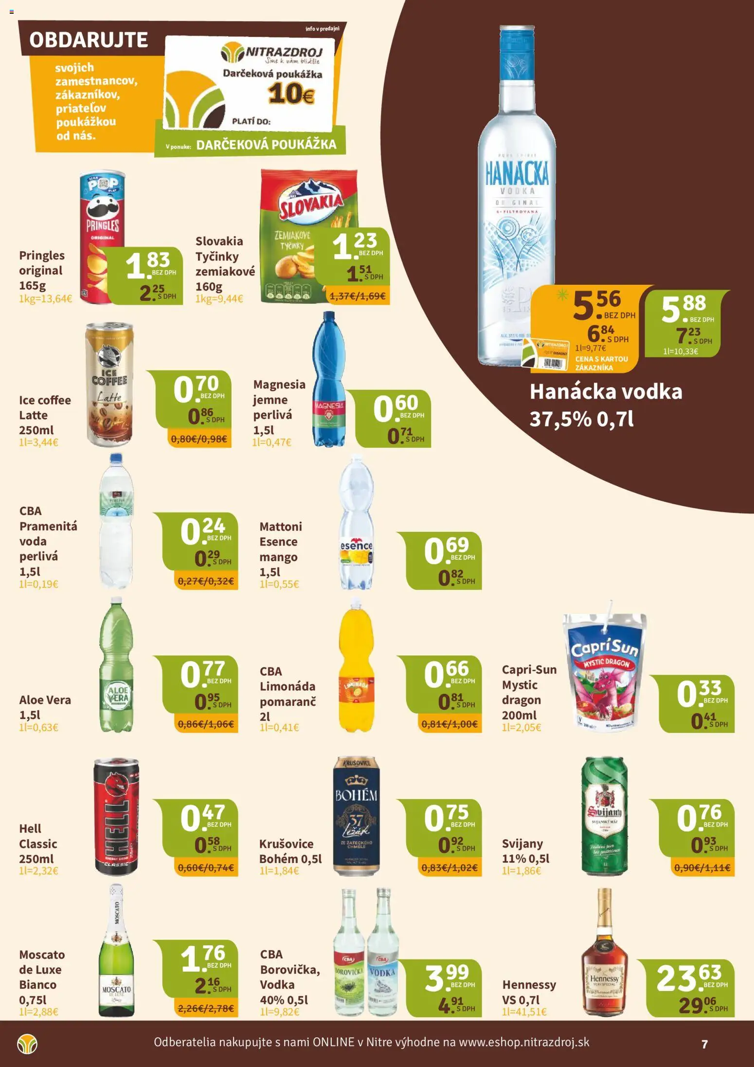 Náhľad Nitrazdroj letáku platného od 16.10.2026 - Mango, Voda, Vodka, Hennessy, Pringles, Mattoni, Magnesia, Limonáda