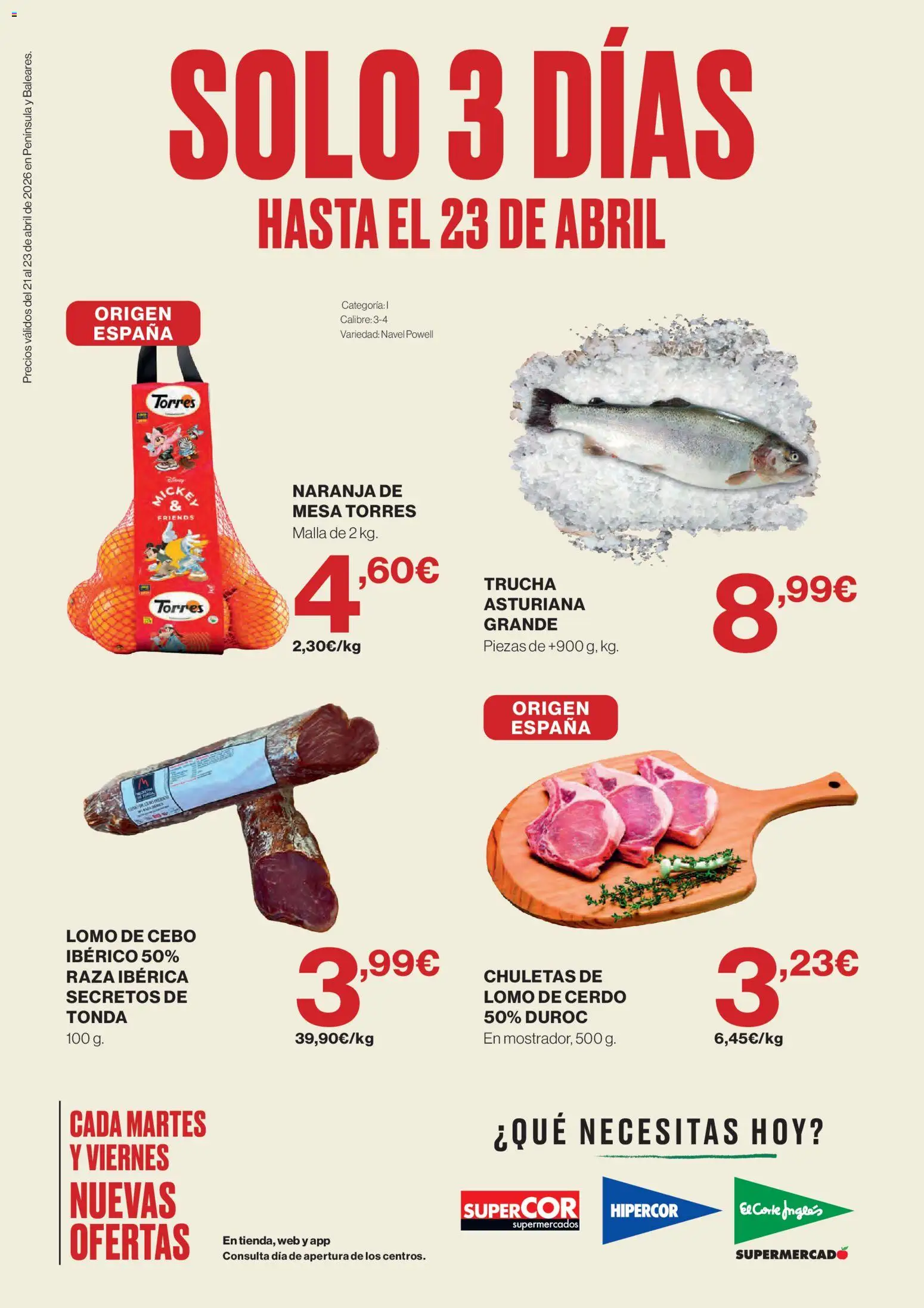 Vista previa del folleto de la tienda Supercor válido desde el 21/04/2026 - Cerdo, Trucha, Mesa, Lomo, Lomo de cerdo