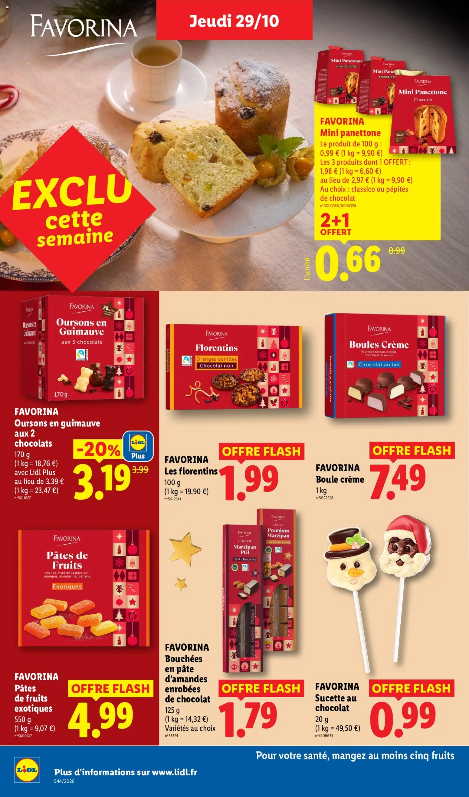 Prévisualisation de LIDL catalogue du magasin LIDL formulaire valide 29/10/2026 - Oranges, Chocolat, Banane, Panettone, Chips, Fruits exotiques, Crème, Chocolat noir