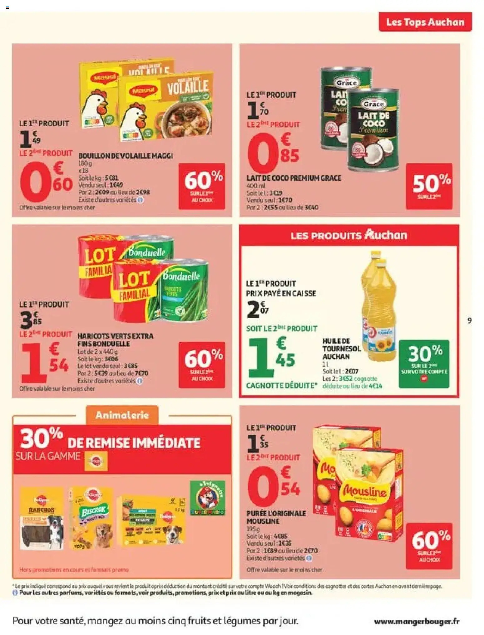 Prévisualisation de Auchan Tops rentrée supers du magasin Auchan formulaire valide 01/09/2026 - Bouillon, Fruits, Huile, Volaille, Lait de coco, Huile de tournesol, Bouillon de volaille, Haricots verts