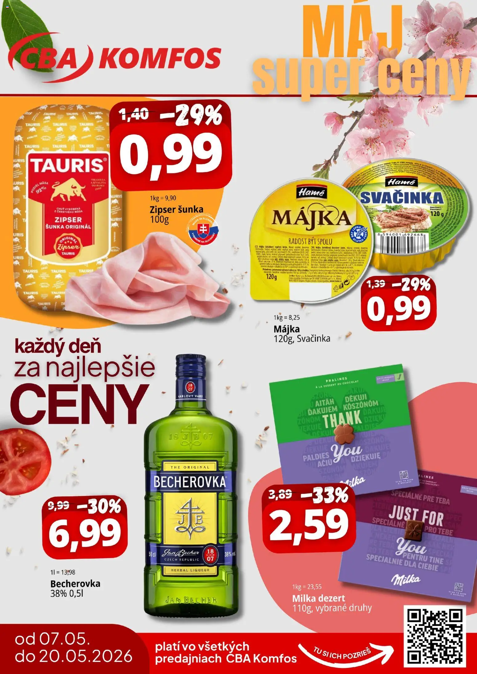 Náhľad CBA Komfos letáku platného od 07.05.2026