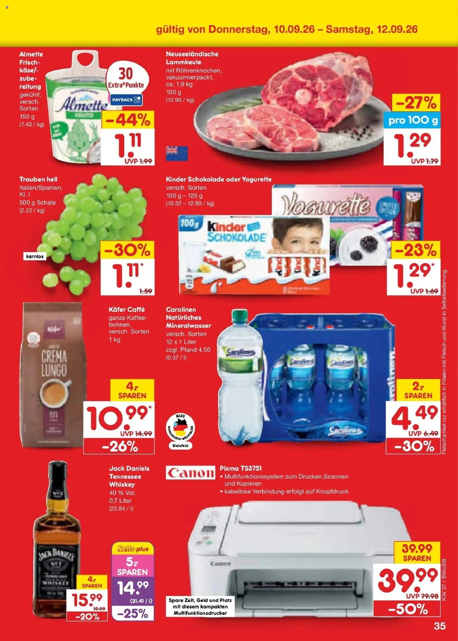 Vorschau von dem Prospekt des Geschäftes Netto Marken-Discount, gültig ab dem 07.09.2026 - Kaffee, Schokolade, Wurst, Fleisch, Whiskey, Yogurette, Trauben, Lammkeule