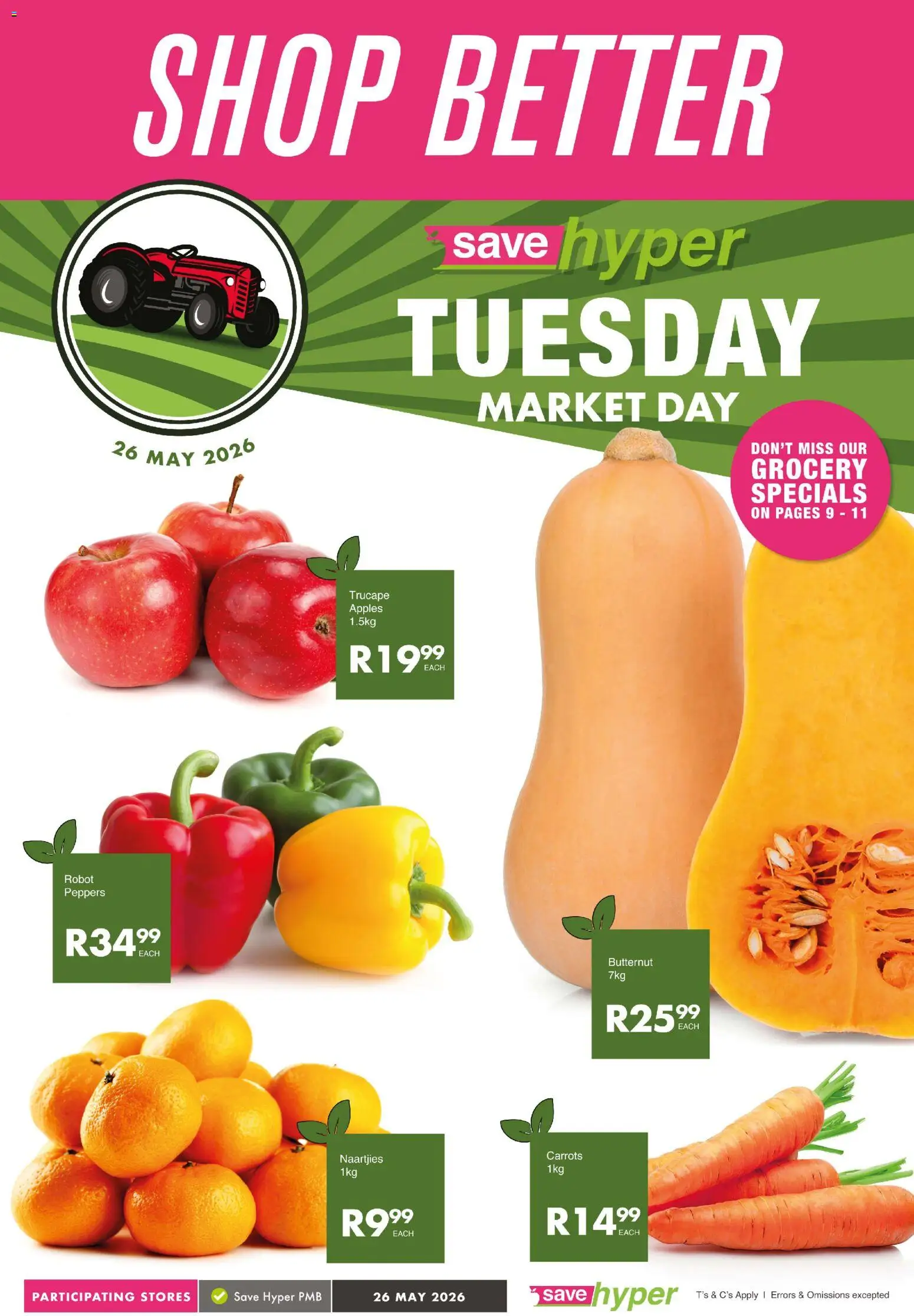 Preview of Save flyer valid from 26/05/2026 - Apples, Peach, Carrots