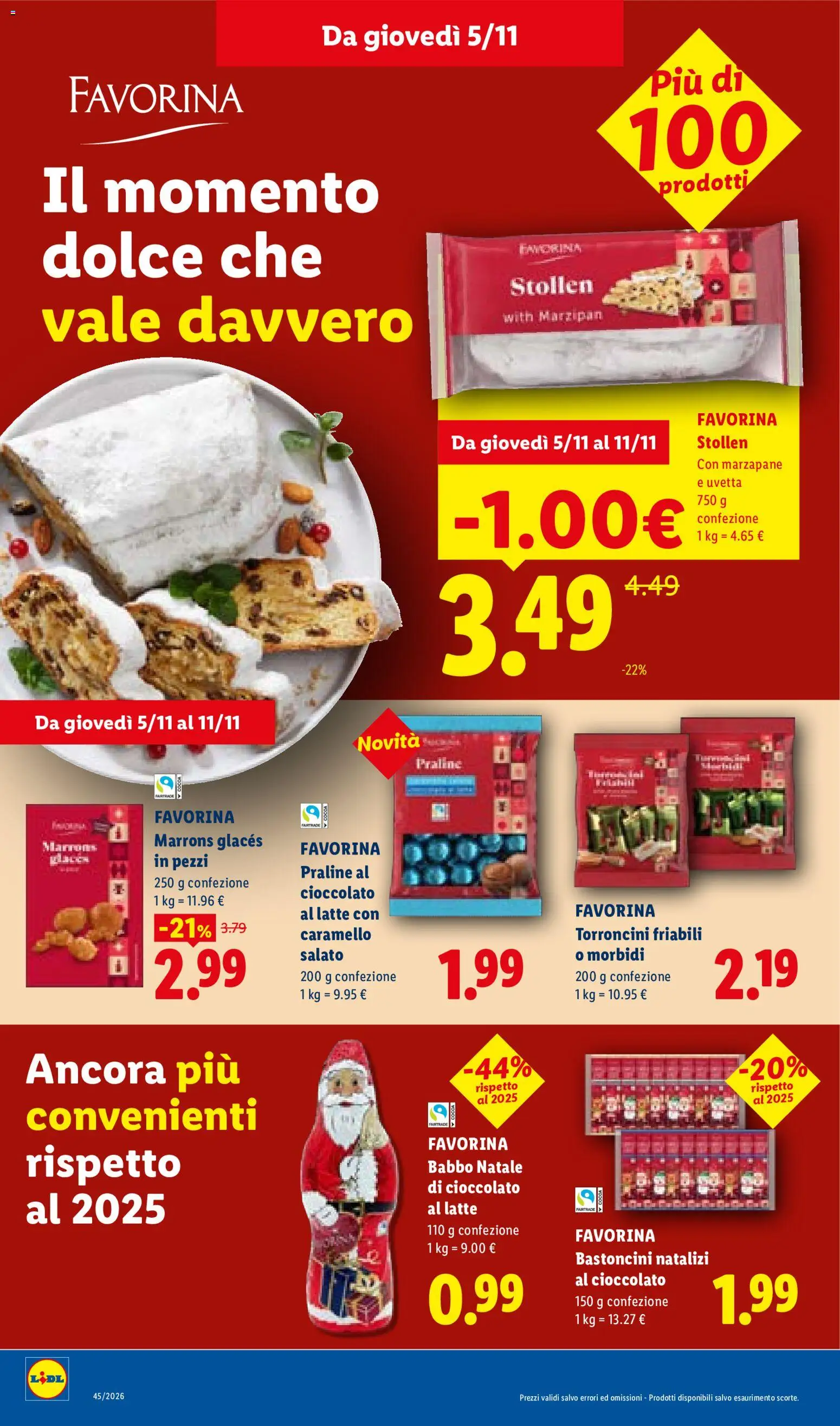 Anteprima dell'opuscolo Lidl volantino Sicilia dal negozio Lidl valido da 02/11/2026 - Latte, Cioccolato, Uvetta, Torroncini