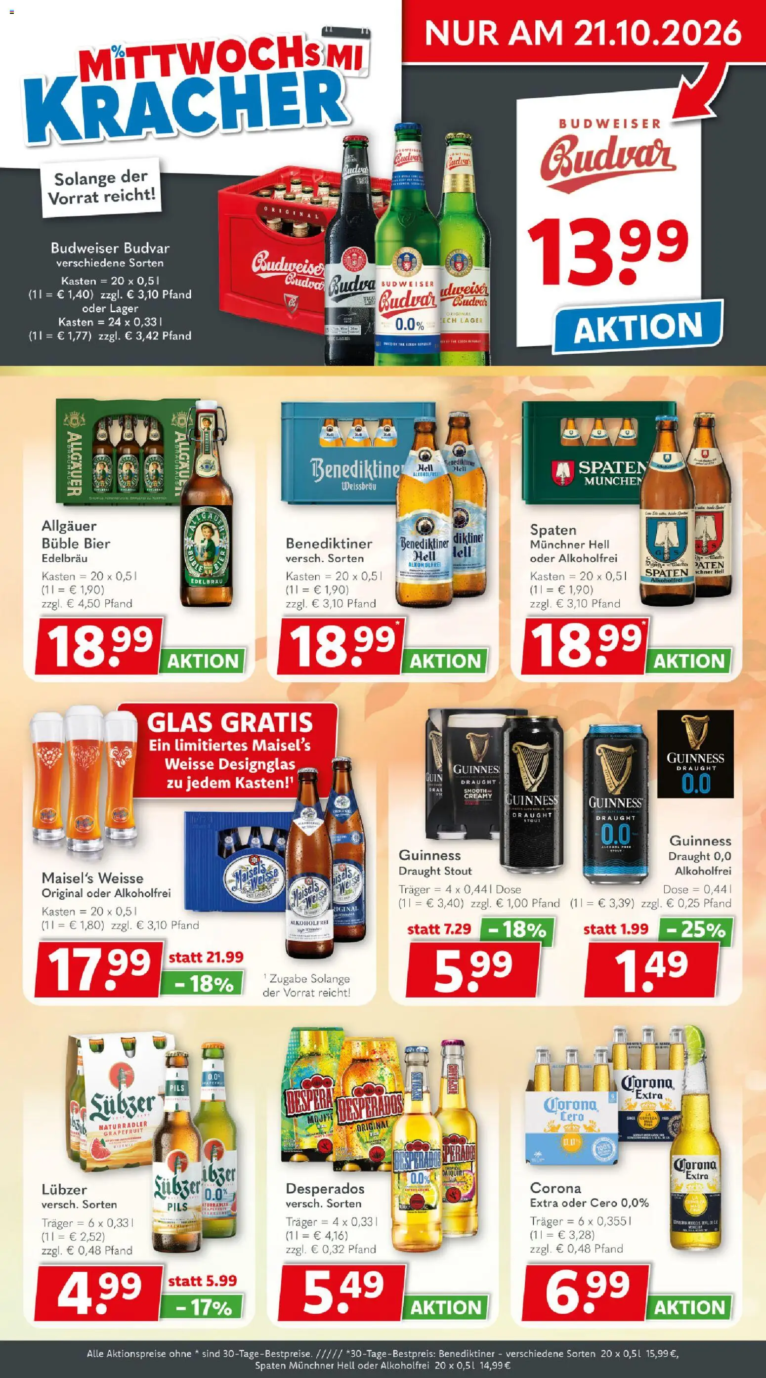 Vorschau von dem Prospekt des Geschäftes Getränkeland, gültig ab dem 12.10.2026 - Bier, Grapefruit, Desperados, Budweiser, Pils, Benediktiner hell, Lubzer