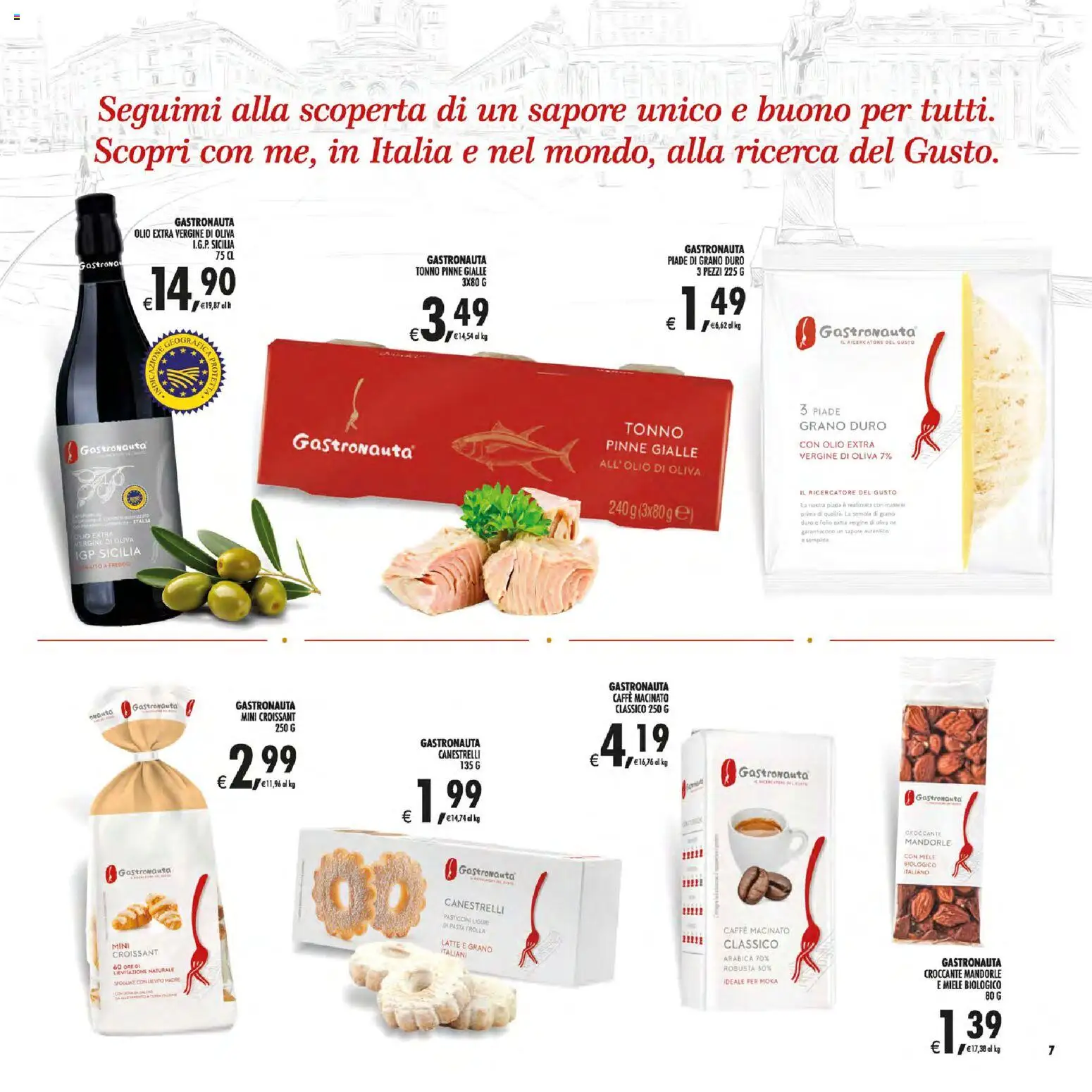 Anteprima dell'opuscolo Decò volantino Gourmet Sicilia dal negozio Decò valido da 01/09/2026 - Pasta, Pasta frolla, Croissant, Tonno, Pasticcini, Macinato, Pinne, Caffè macinato