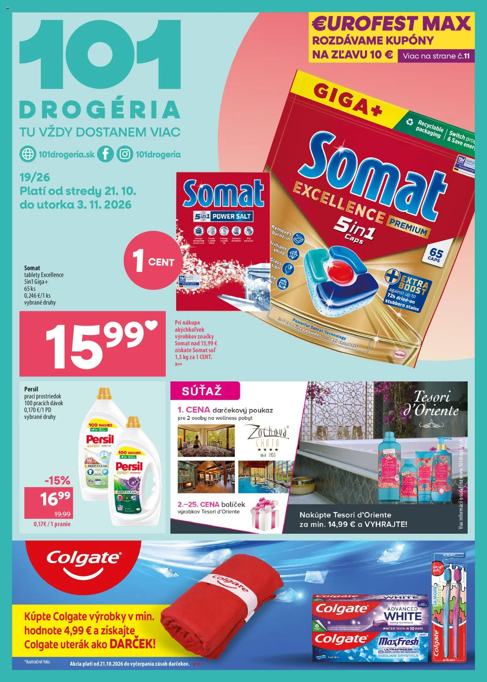 Náhľad 101 drogerie letáku platného od 21.10.2026 - Soľ, Persil, Uterák