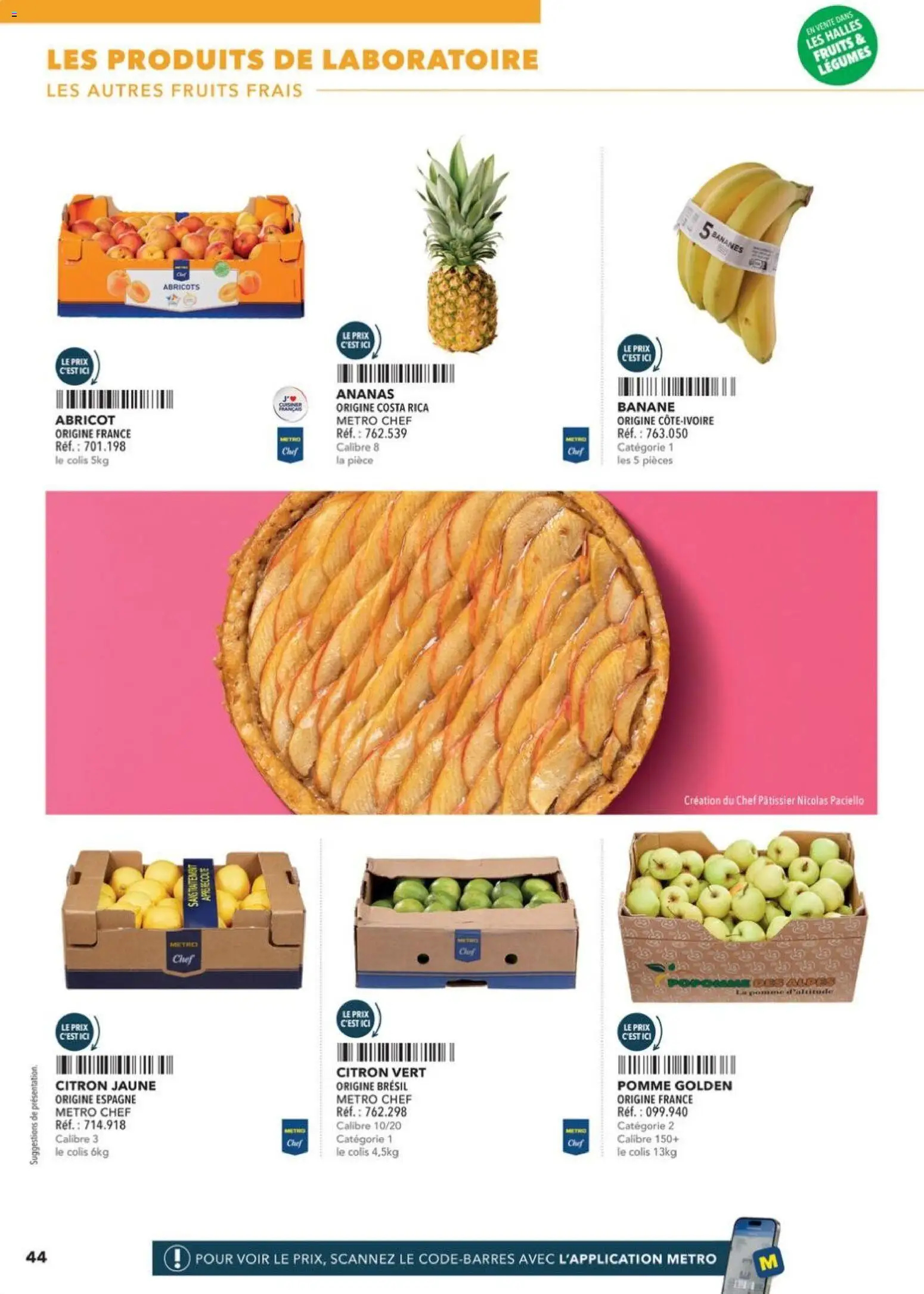 Prévisualisation de Boulangers Pâtissiers du magasin METRO formulaire valide 30/04/2026 - Fruits, Pomme, Banane, Ananas, Citron, Abricot, Citron vert, Abricots