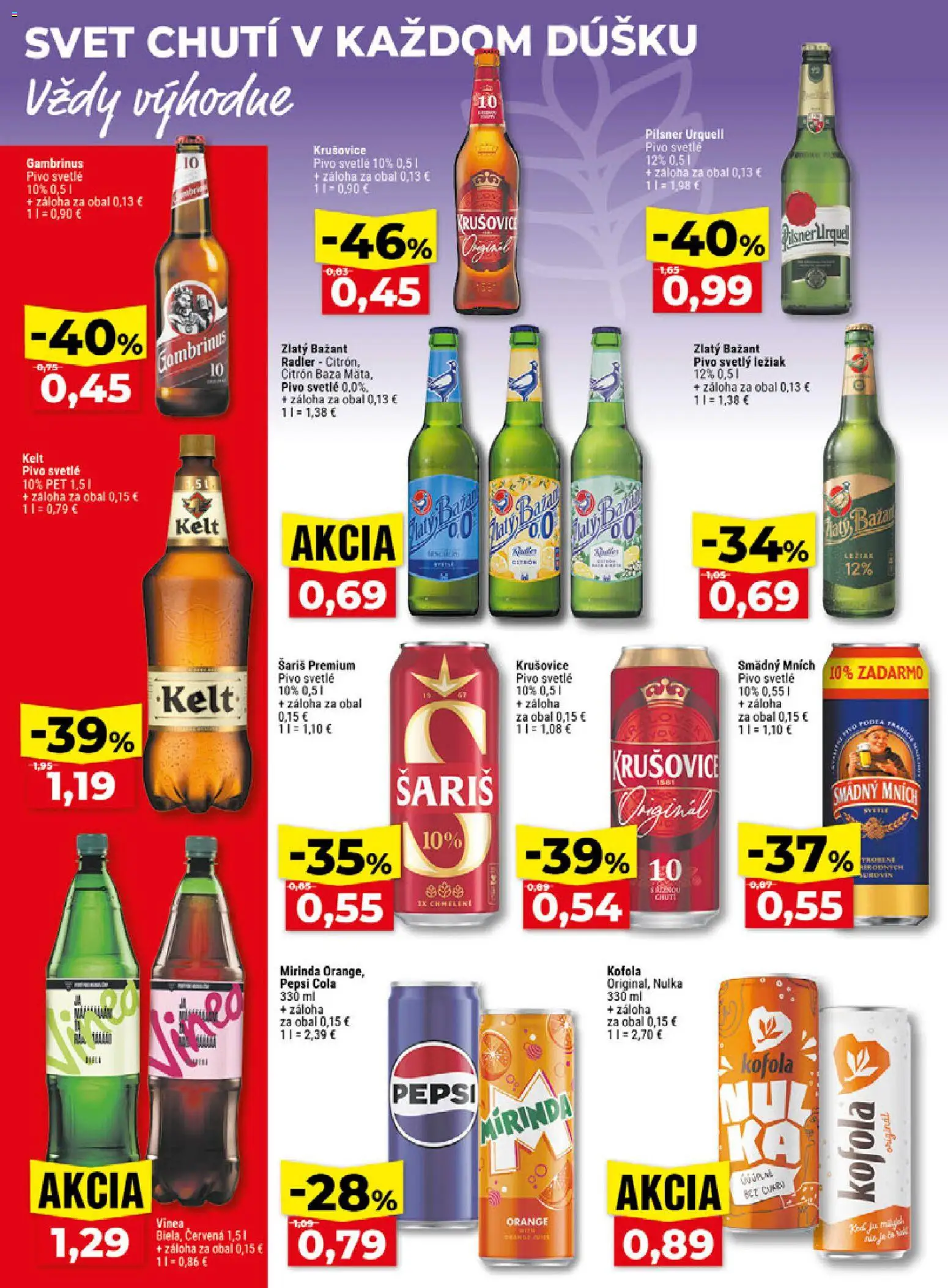 Náhľad Klas letáku platného od 05.10.2026 - Pivo, Kofola, Pepsi, Vinea, Krušovice, Gambrinus, Kelt, Smädný Mních