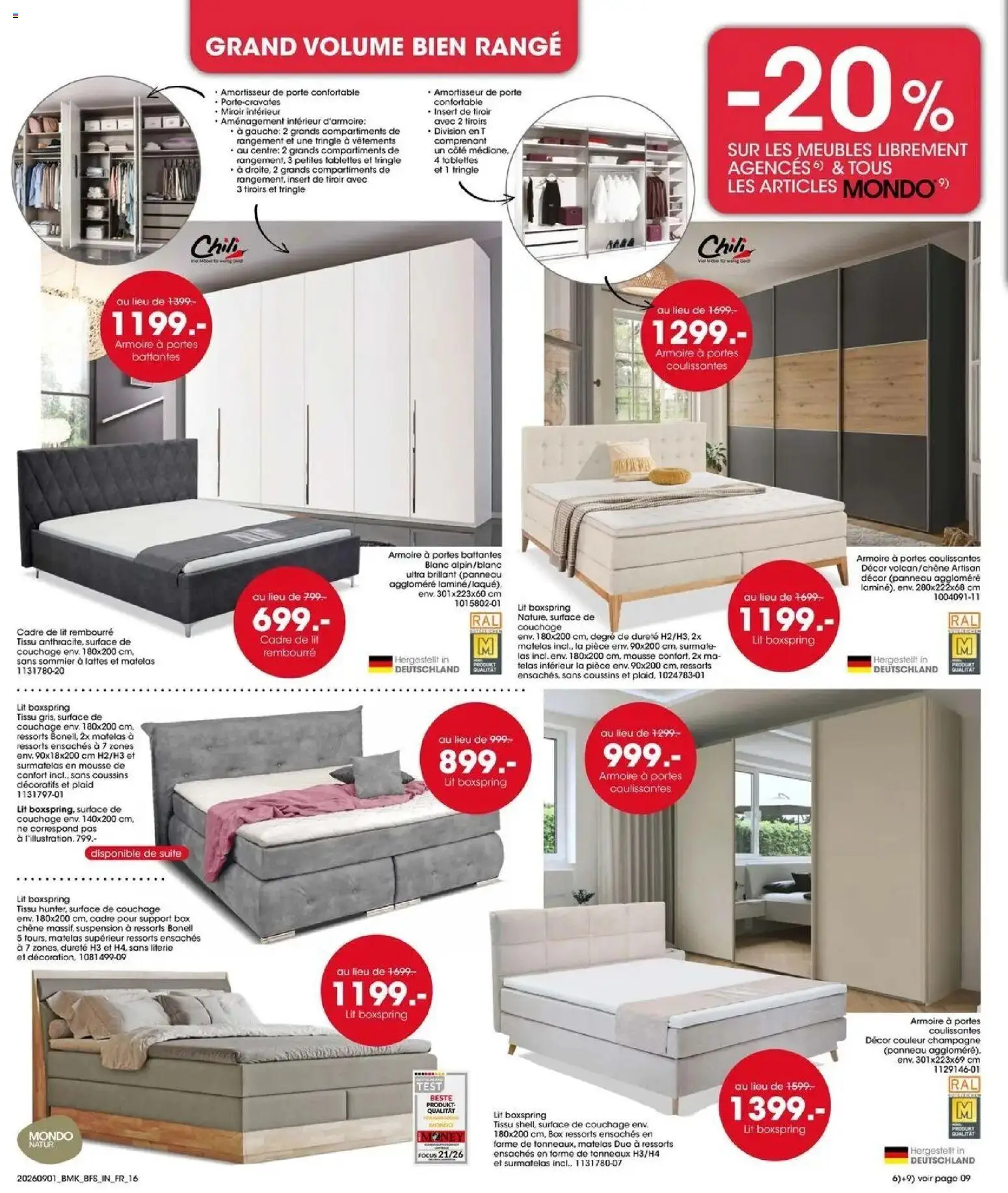 Prévisualisation de Möbel Martin: Offres hebdomadaires du magasin Möbel Martin formulaire valide 01/09/2026 - Miroir, Matelas, Porte, Vêtements, Plaid, Cadre, Tiroirs, Portes