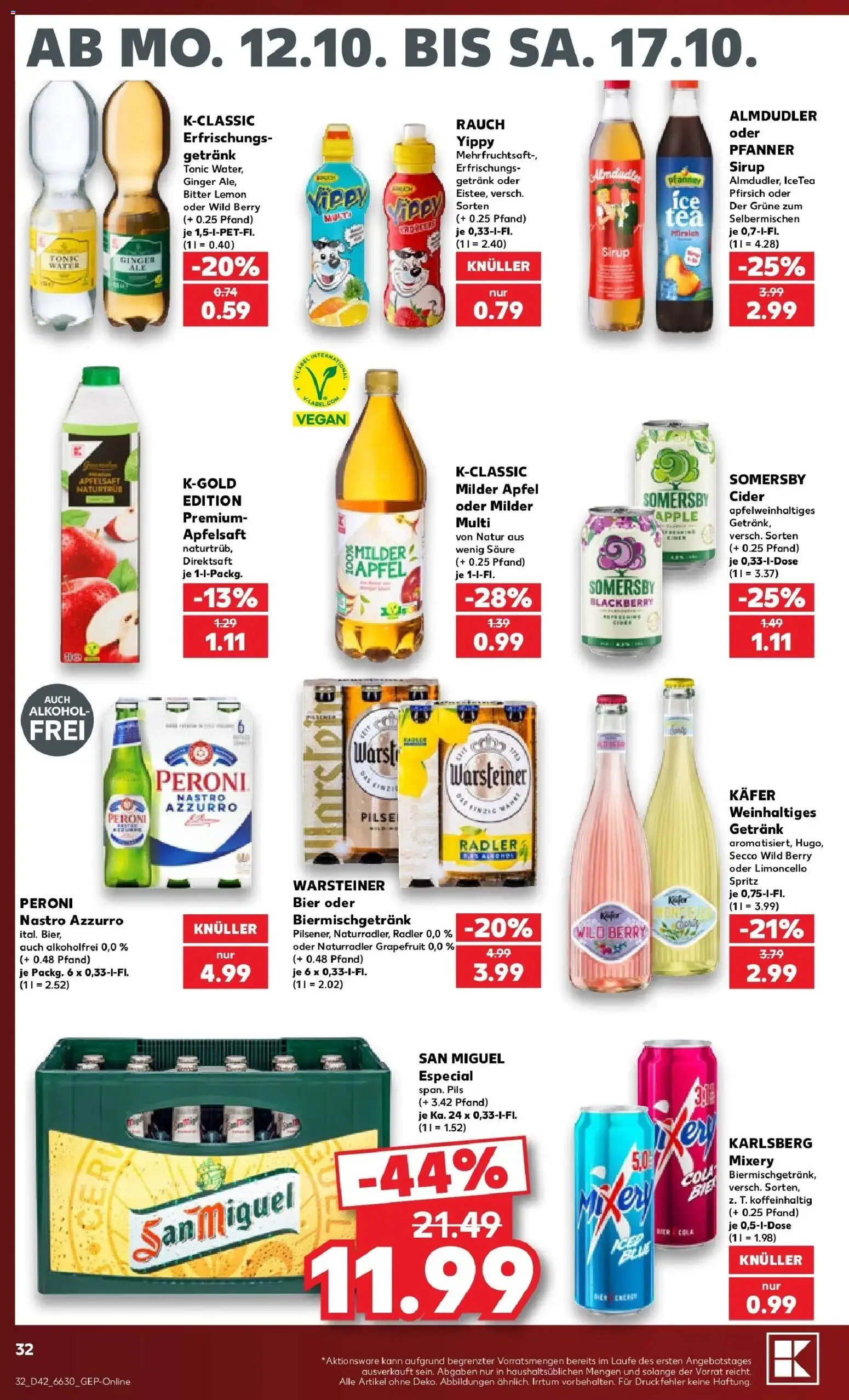 Vorschau von dem Prospekt des Geschäftes Kaufland, gültig ab dem 12.10.2026 - Bier, Äpfel, Limoncello, Grapefruit, Radler, Sirup, Apfelsaft, Pils