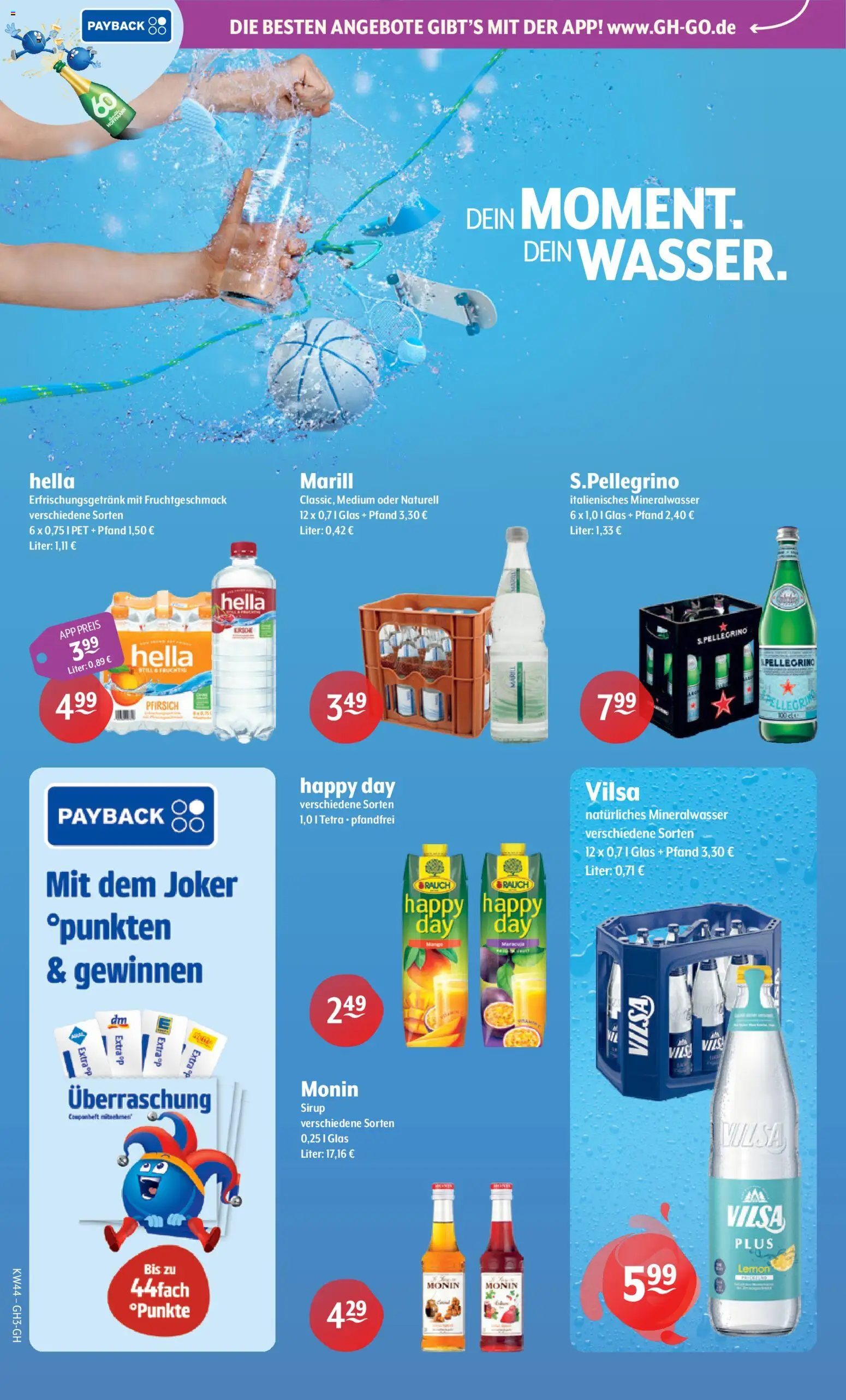 Vorschau von dem Prospekt des Geschäftes Trink und Spare, gültig ab dem 26.10.2026 - Mineralwasser, Pfirsich, Hella, Sirup
