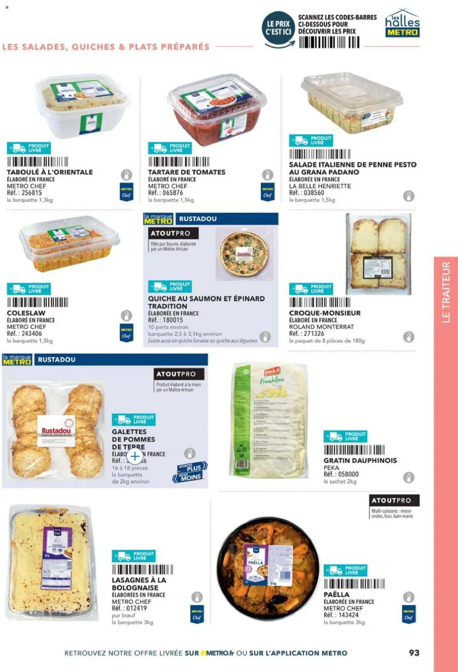 Prévisualisation de METRO - Restauration rapide du magasin METRO formulaire valide 14/04/2026 - Lasagnes, Livre, Saumon, Epinard, Grana padano, Pommes, Plats préparés, Paëlla