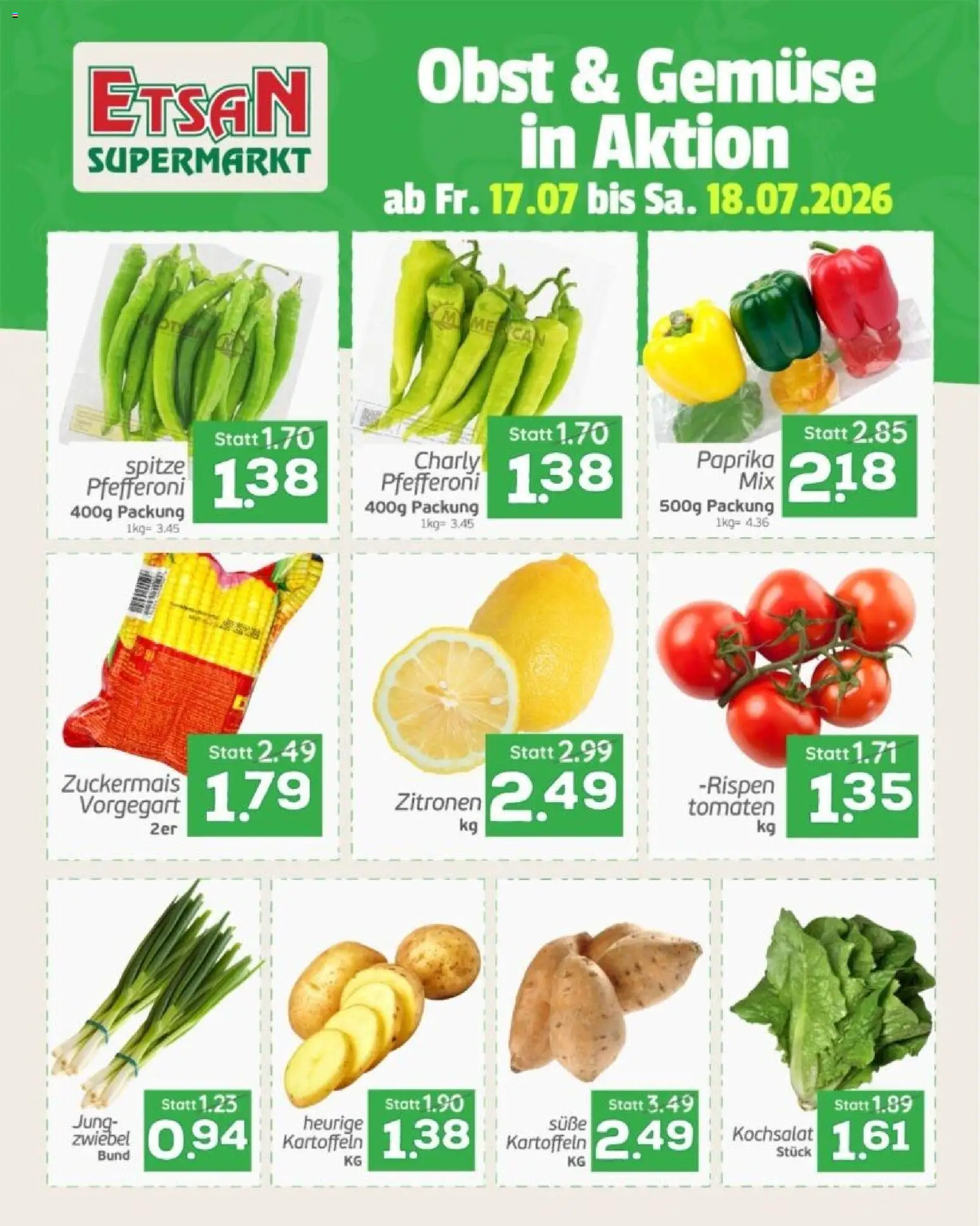 Vorschau der Angebote: ETSAN ETSAN - Obst und Gemüse gültig ab 17.07.2026 - Gemüse, Obst, Tomaten, Kartoffeln