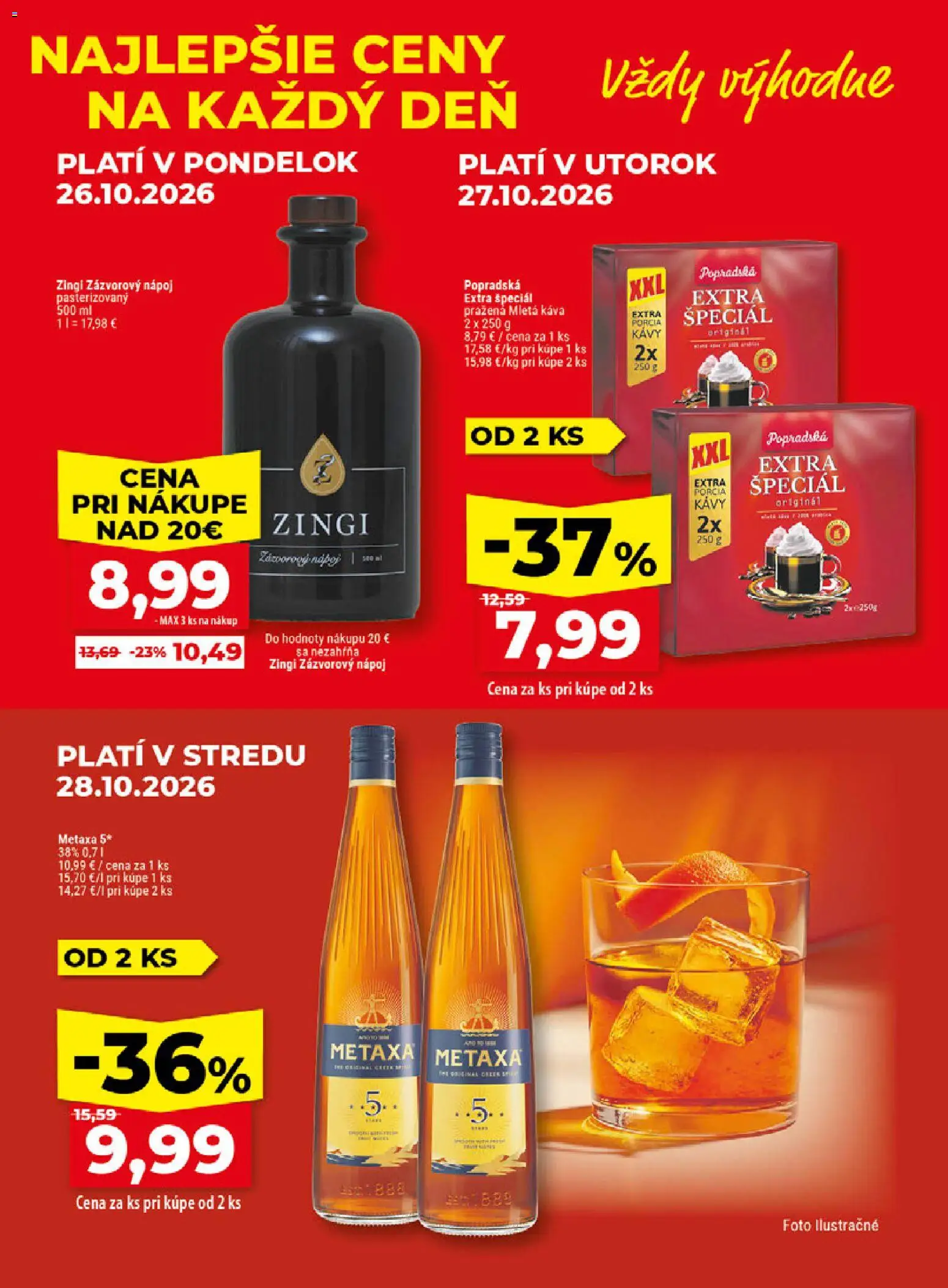 Náhľad Klas letáku platného od 26.10.2026 - Káva, Metaxa, Mletá káva, Metaxa 5*