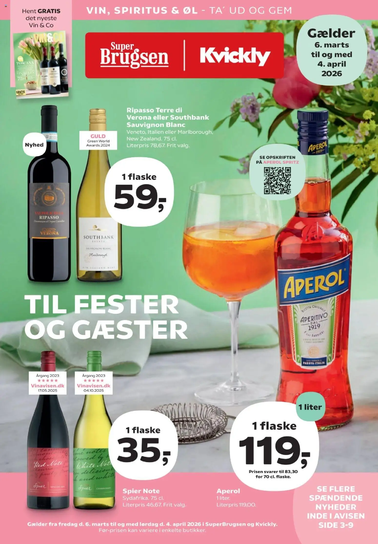 Eksempel på tilbudsavis Super Brugsen - Uge 11 vinindstik fra butik Super Brugsen gyldig fra 06/03/2026 - Vin, Øl, Aperol Spritz