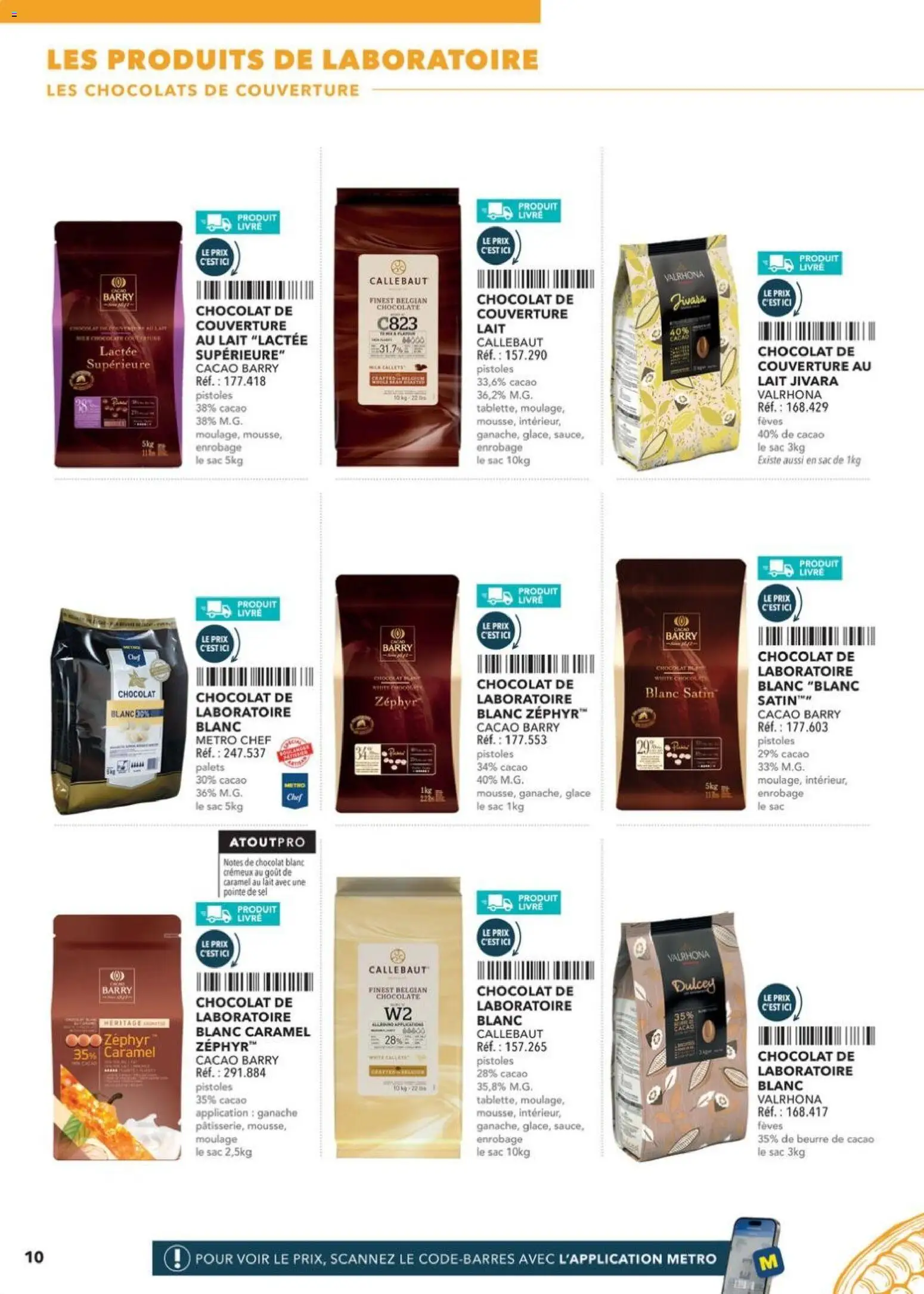 Prévisualisation de Boulangers Pâtissiers du magasin METRO formulaire valide 30/04/2026 - Glace, Livre, Lait, Sel, Couverture, Cacao, Beurre de cacao, Chocolat blanc