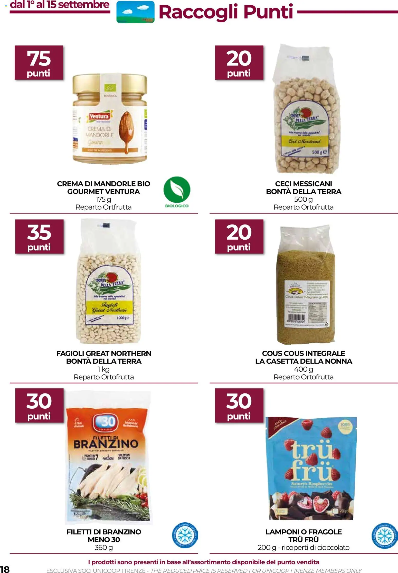 Anteprima dell'opuscolo COOP volantino Firenze dal negozio COOP valido da 03/09/2026 - Crema, Cous cous, Fagioli, Cioccolato, Lamponi, Branzino, Mandorle, Fragole