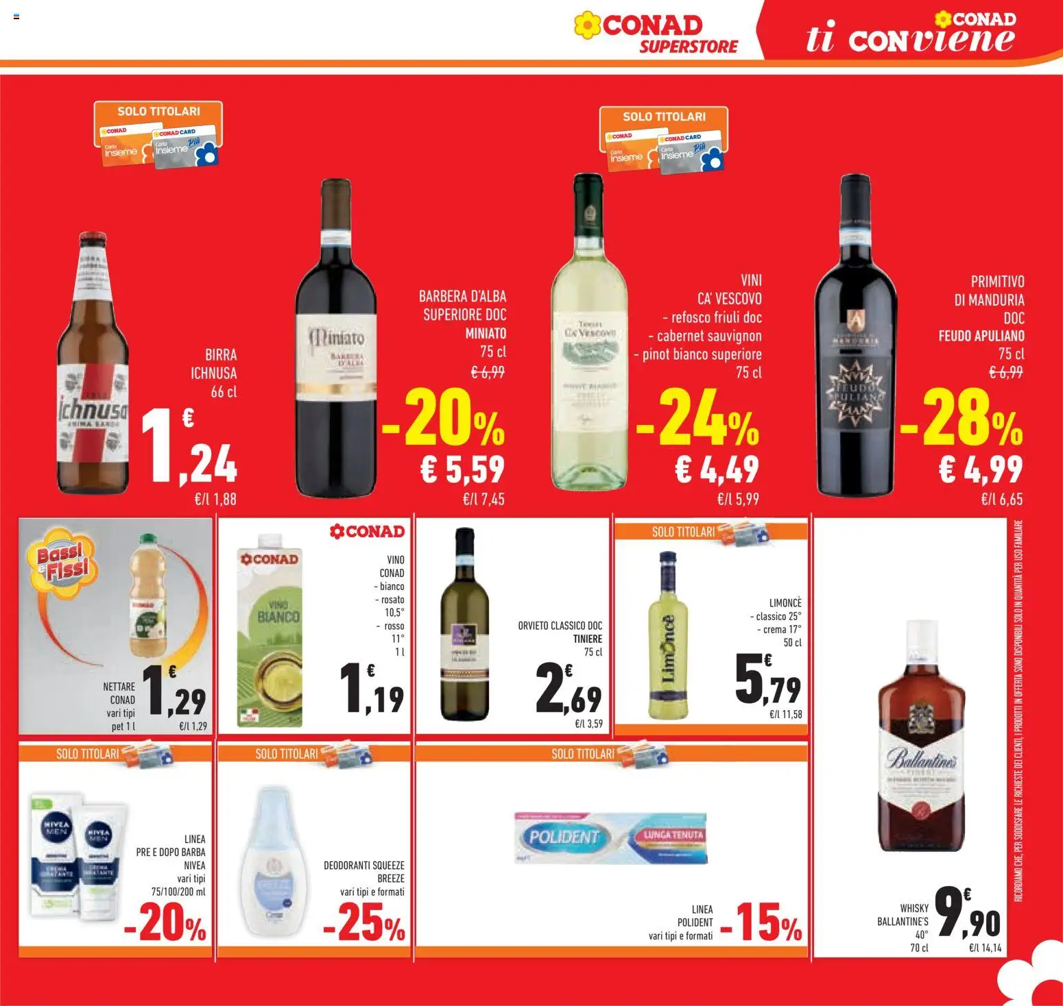 Anteprima dell'opuscolo Conad volantino Superstore Lombardia dal negozio Conad valido da 07/10/2026 - Crema, Vino, Birra, Whisky, Birra Ichnusa, Vino rosato, Ballantine’s