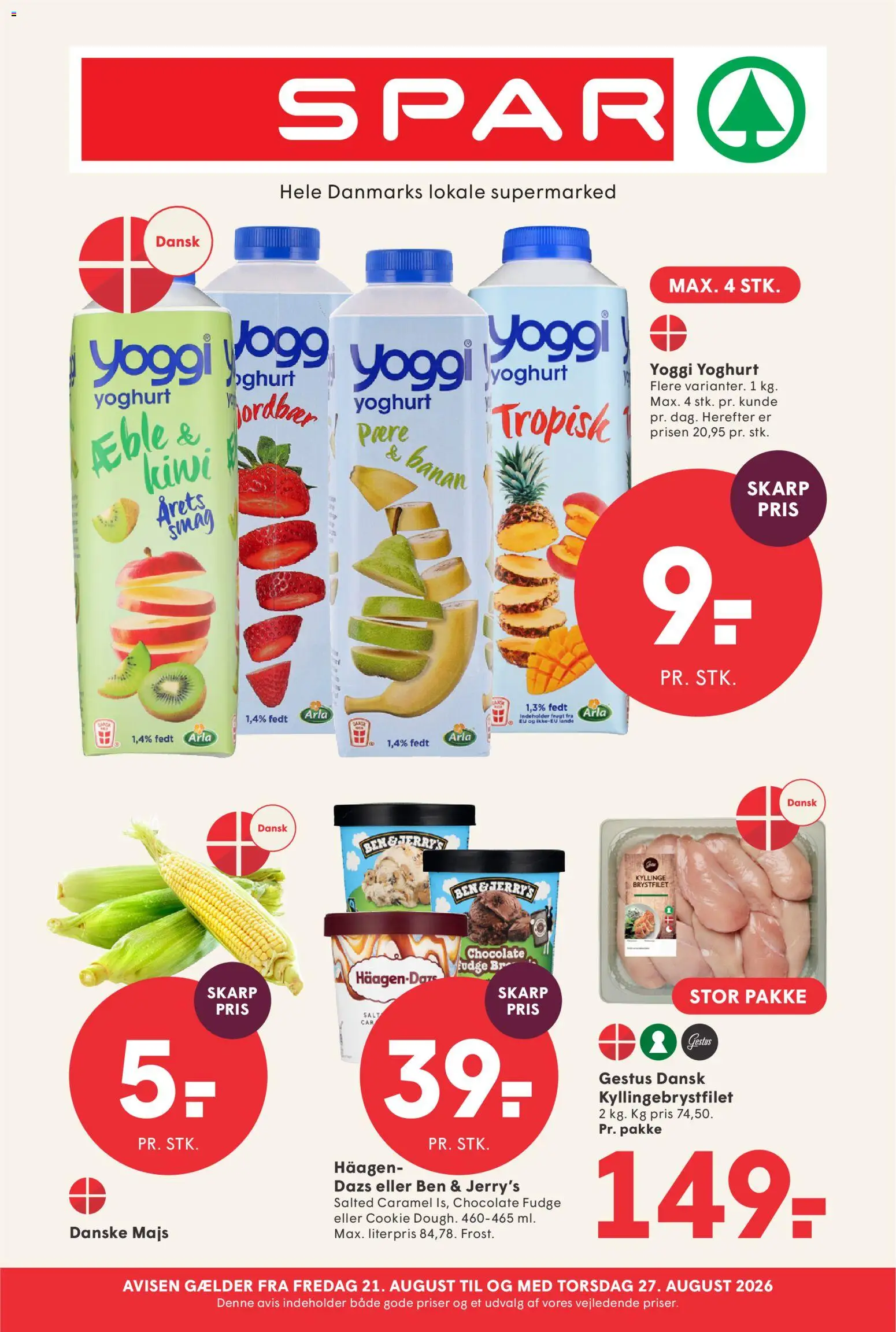 Eksempel på tilbudsavis Spar - Tilbudsavis uge 35 fra butik Spar gyldig fra 21/08/2026 - Kiwi, Yoghurt, Majs