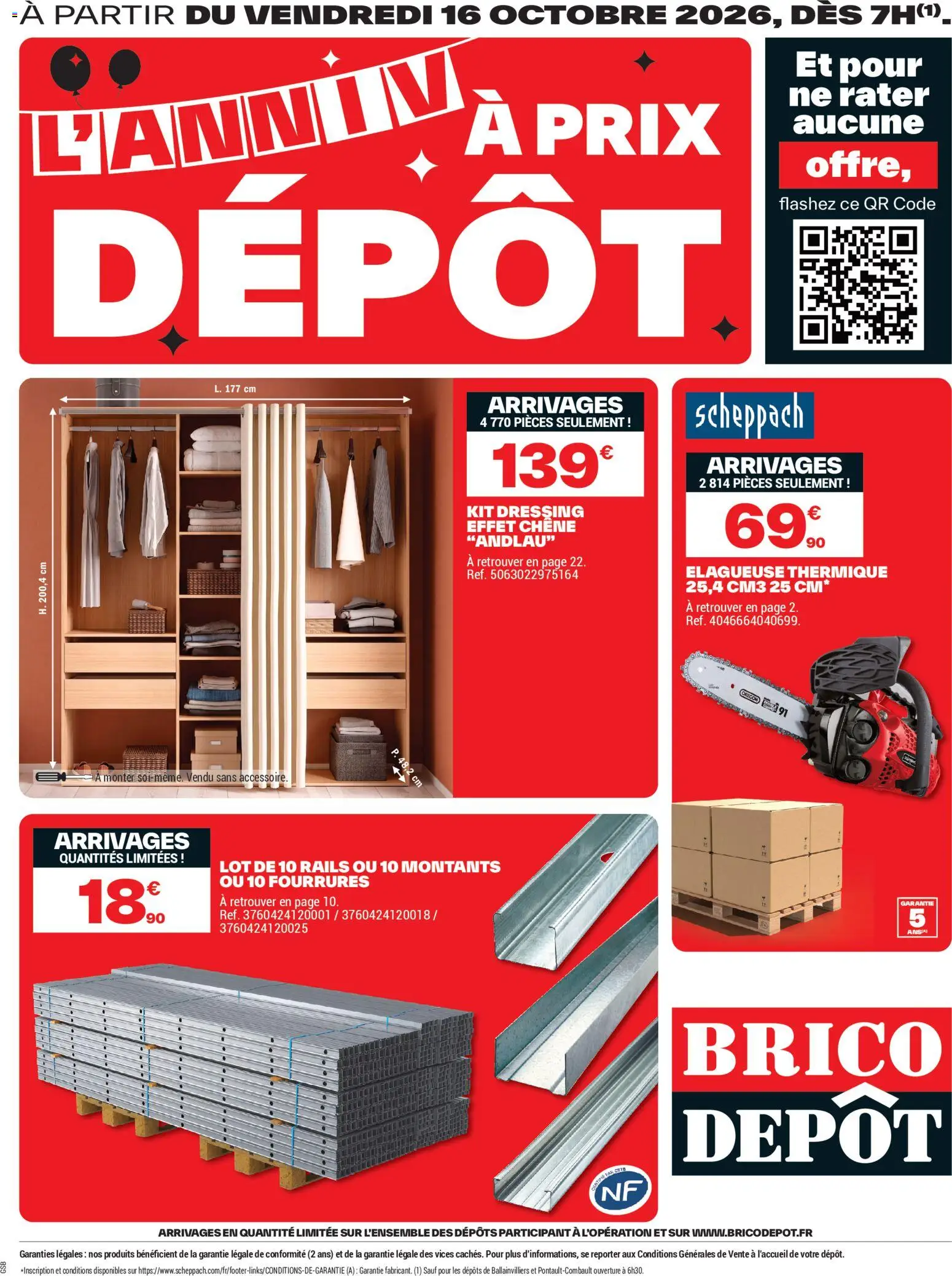 Prévisualisation de Brico Dépôt - l'anniv à prix dépôt du magasin Brico Dépôt formulaire valide 16/10/2026 - Dressing, Kit dressing, Élagueuse, Élagueuse thermique
