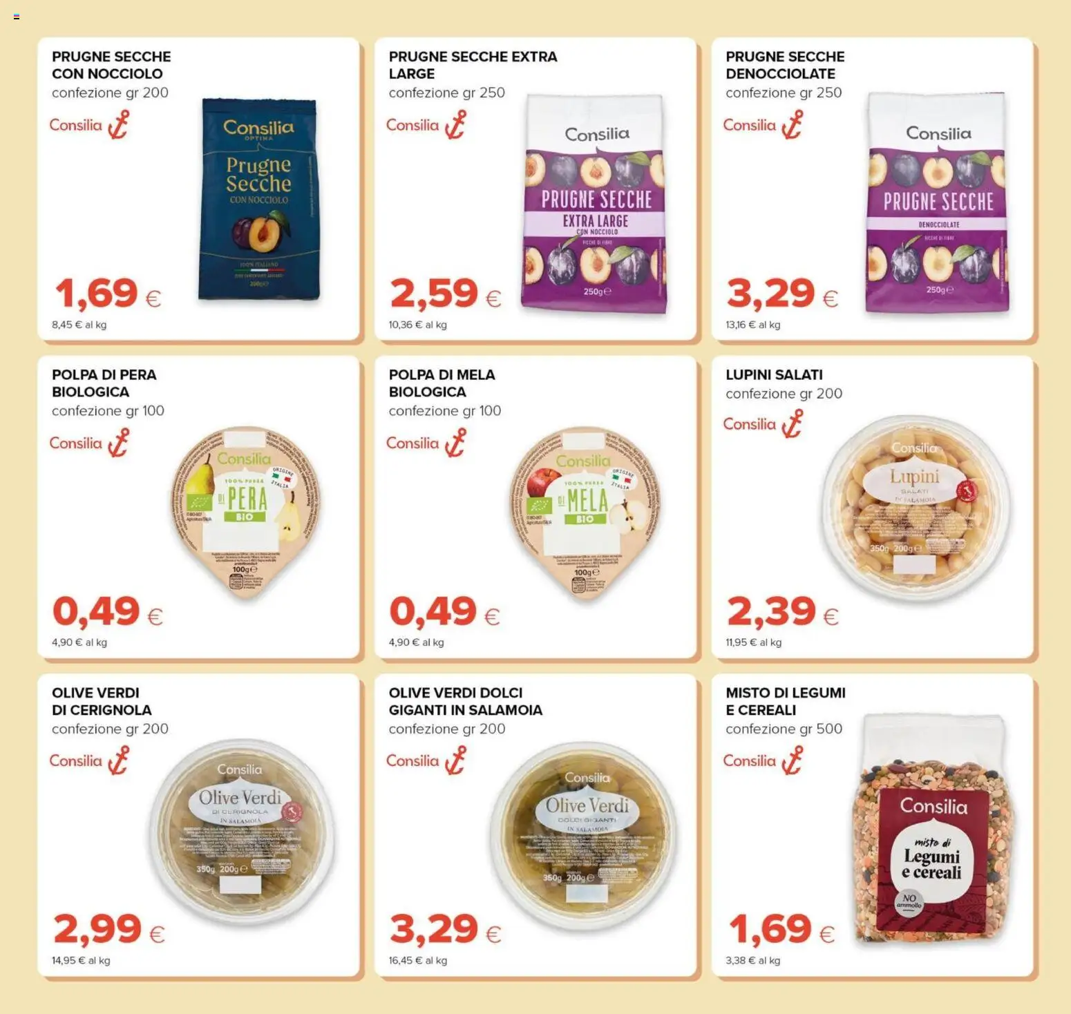 Anteprima dell'opuscolo Oasi volantino Prezzi Ribassati dal negozio Oasi valido da 21/08/2026 - Dolci, Lupini, Cereali, Legumi, Prugne, Pera, Olive, Prugne secche