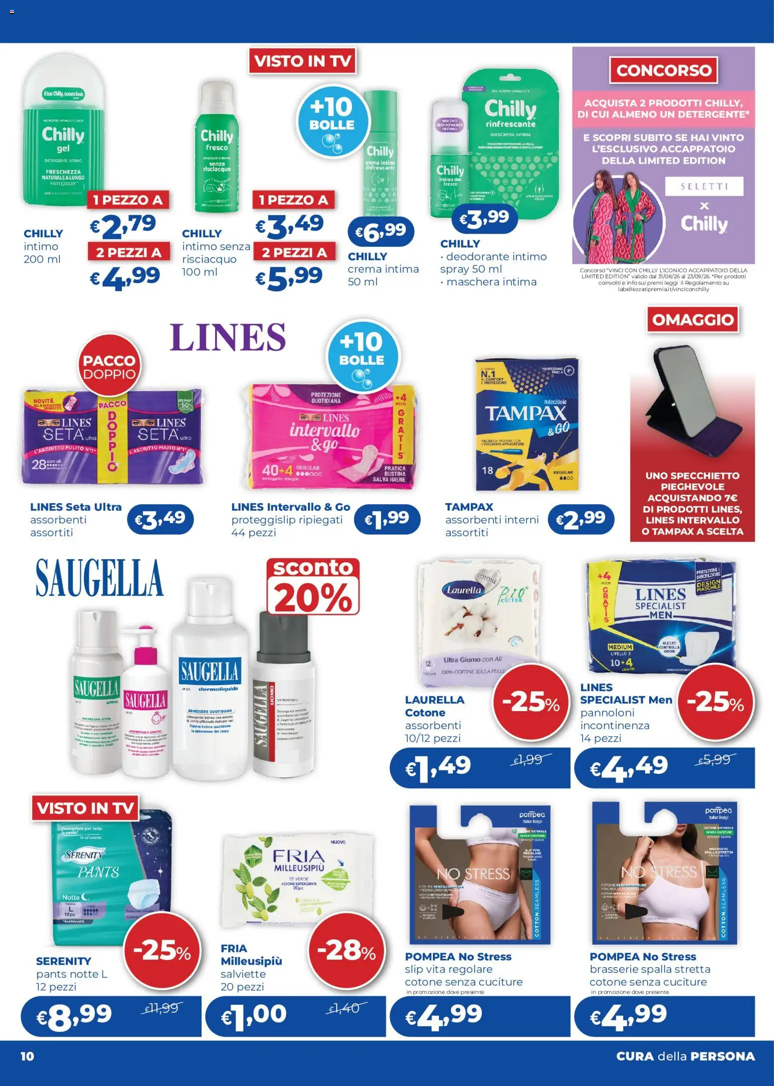 Anteprima dell'opuscolo Acqua e Sapone volantino 12/2026 dal negozio Acqua e Sapone valido da 03/09/2026 - Crema, TV, Deodorante, Intimo, Assorbenti, Tè verde, Tè, Slip