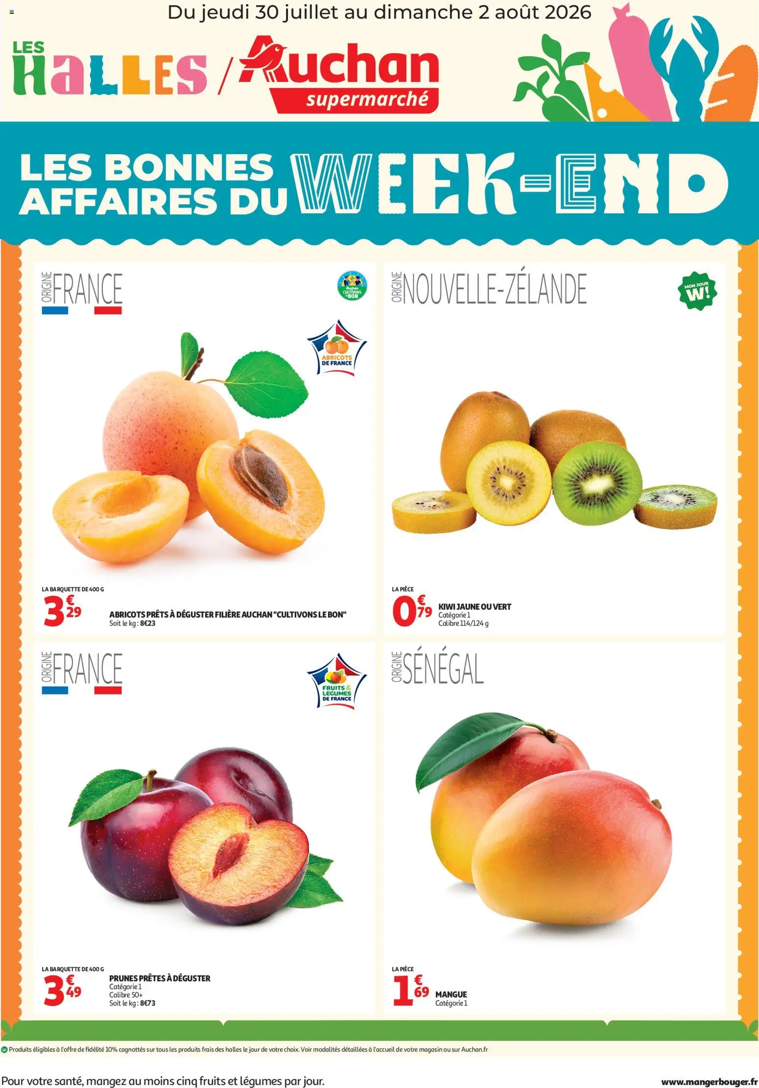 Voorbeeld van Auchan Les bons plans du week end dans votre super ! van winkel Auchan geldig vanaf 30/07/2026 - Kiwi, La