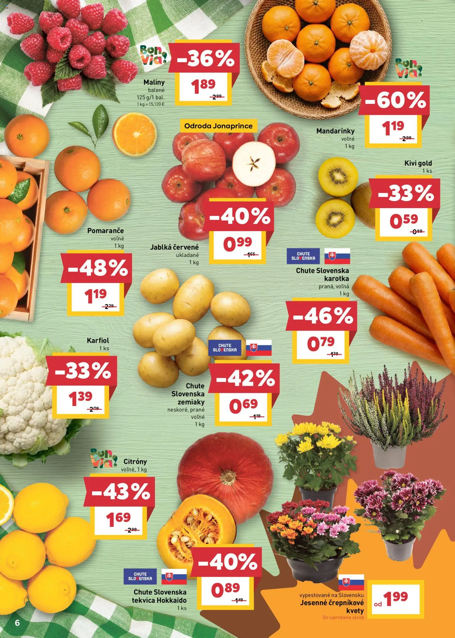 Náhľad Billa letáku platného od 14.10.2026 - Tekvica, Karfiol, Kivi, Maliny, Jablká, Tekvica Hokkaido, Mandarinky, Citróny