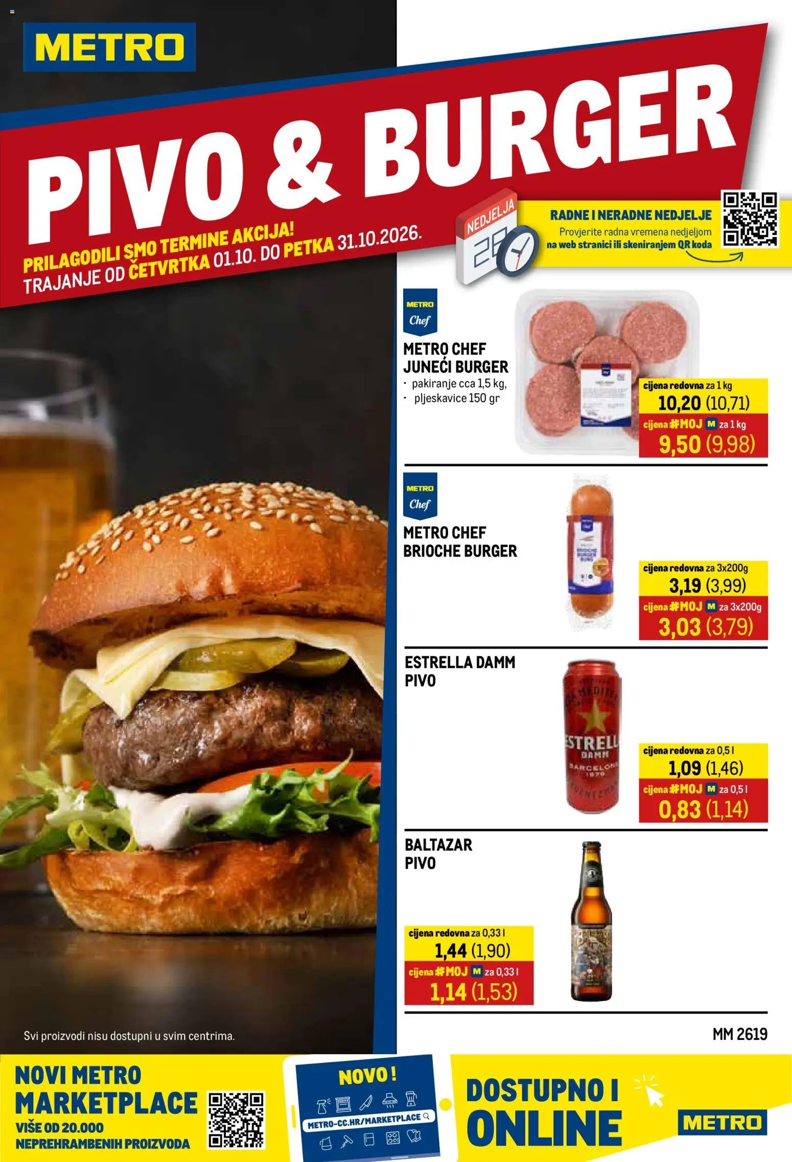 Pregled letka Metro Pivo & Burger trgovine Metro vrijedi od 01.10.2026
