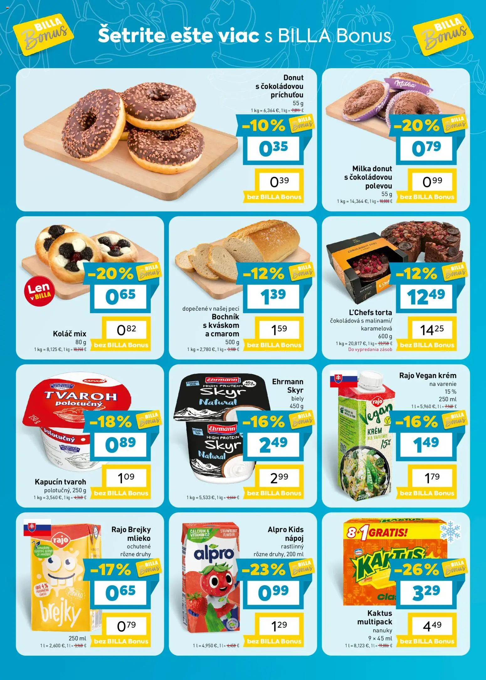 Náhľad Billa letáku platného od 23.09.2026 - Protein, Torta, Koláč, Tvaroh, Milka, Donut, Alpro, Nanuky