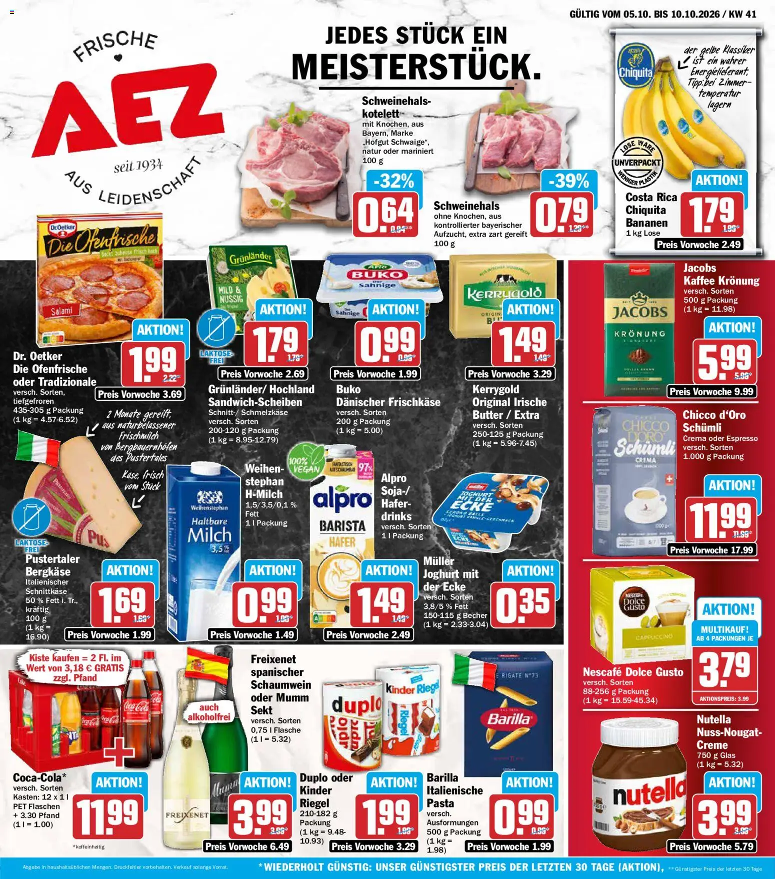 Vorschau von dem Prospekt des Geschäftes AEZ, gültig ab dem 05.10.2026 - Butter, Coca cola, Cola, Joghurt, Milch, Creme, Ofenfrische, Frischkase