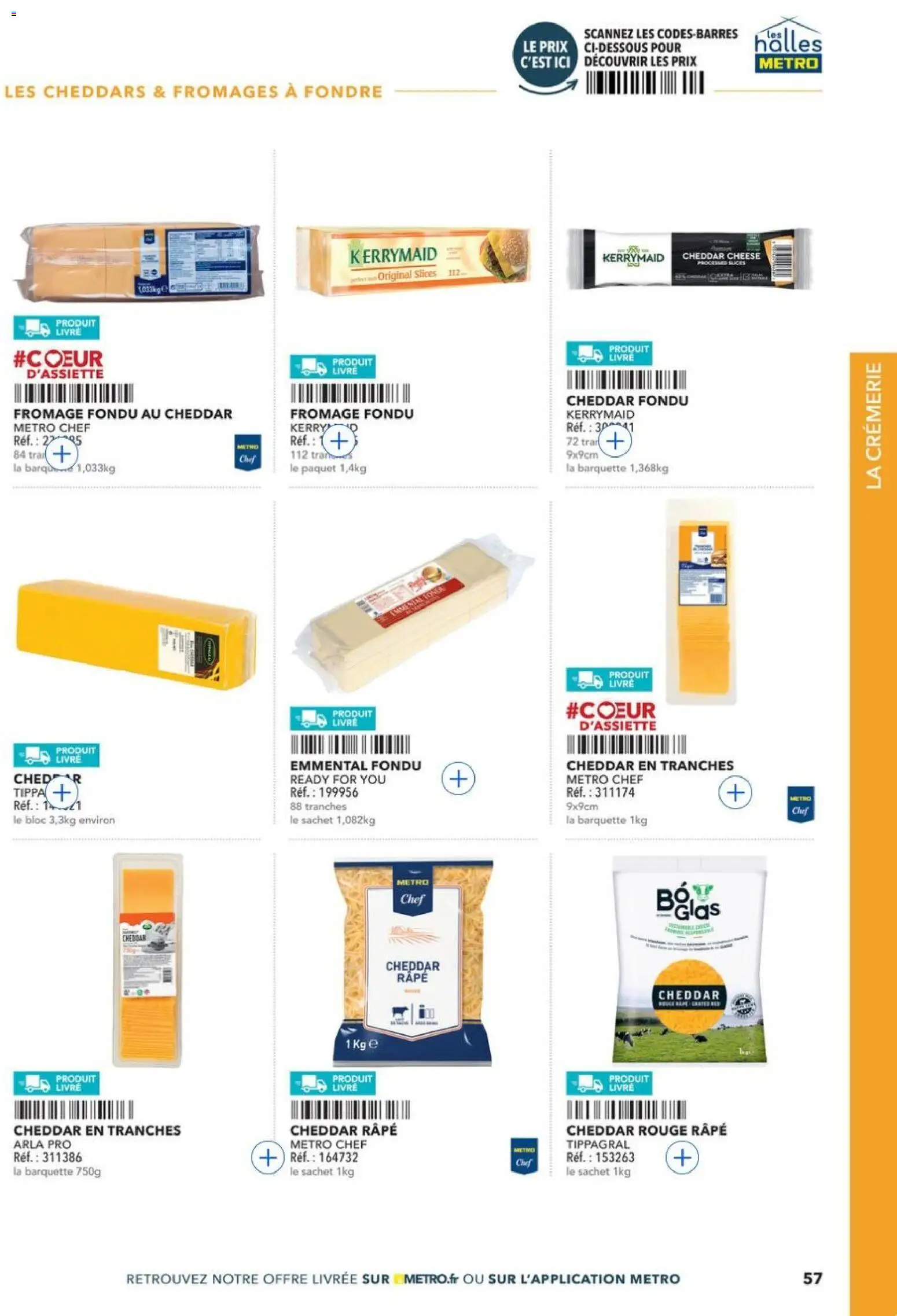 Prévisualisation de METRO - Restauration rapide du magasin METRO formulaire valide 14/04/2026 - Fromage, Livre, Cheddar, Emmental, Fromage fondu, Râpe, Cheddar râpé