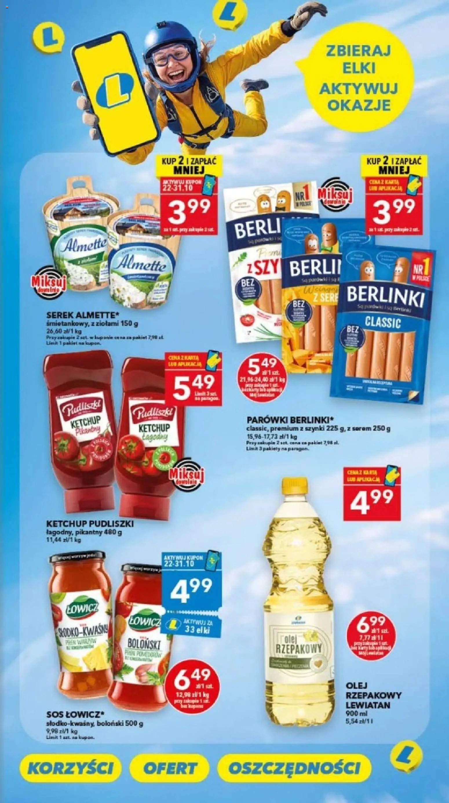 Pogląd gazetki "Lewiatan gazetka - Gdańsk" ze sklepu Lewiatan ważnej od 22.10.2026 - Serem, Olej, Sos, Ketchup, Parówki, Berlinki, Serek, Ketchup pudliszki